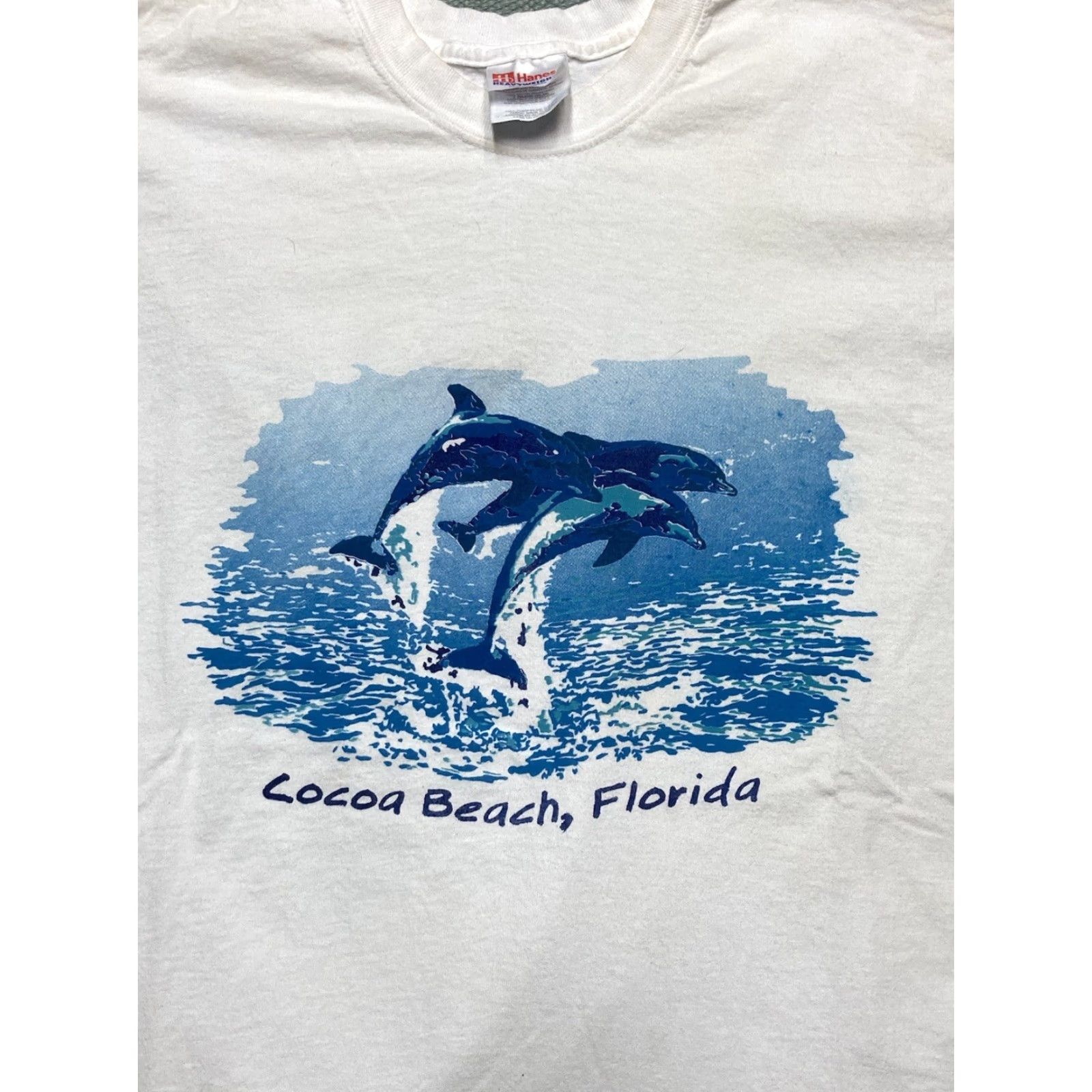 Vintage VINTAGE Beach T-Shirt Mens XL Cocoa Beach Florida Ocean Dolphins Wildlife Sea Animals White Size US XL / EU 56 / 4 - 2 Thumbnail