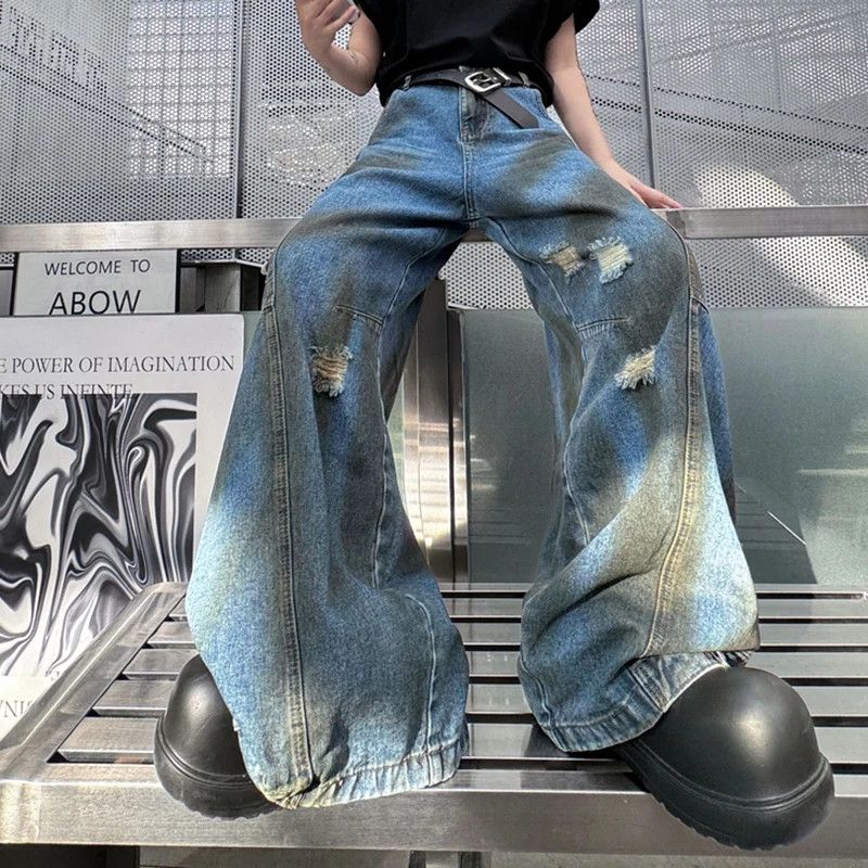 Japanese Brand × Jean × Vintage Flip Design Wide Leg Dirty Jeans Size US 29 - 4 Thumbnail