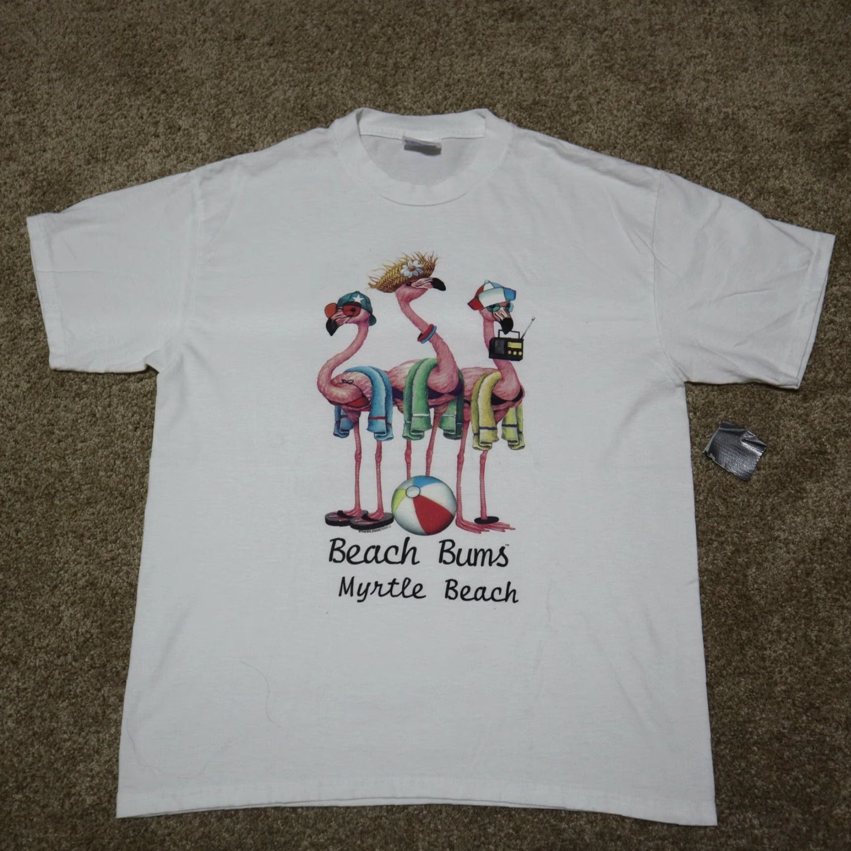 Hanes Hanes T-Shirt Myrtle Beach Beach Bums South Carolina SC White M Medium Mens Shirt 90s Beach Theme Size US M / EU 48-50 / 2 - 7 Thumbnail