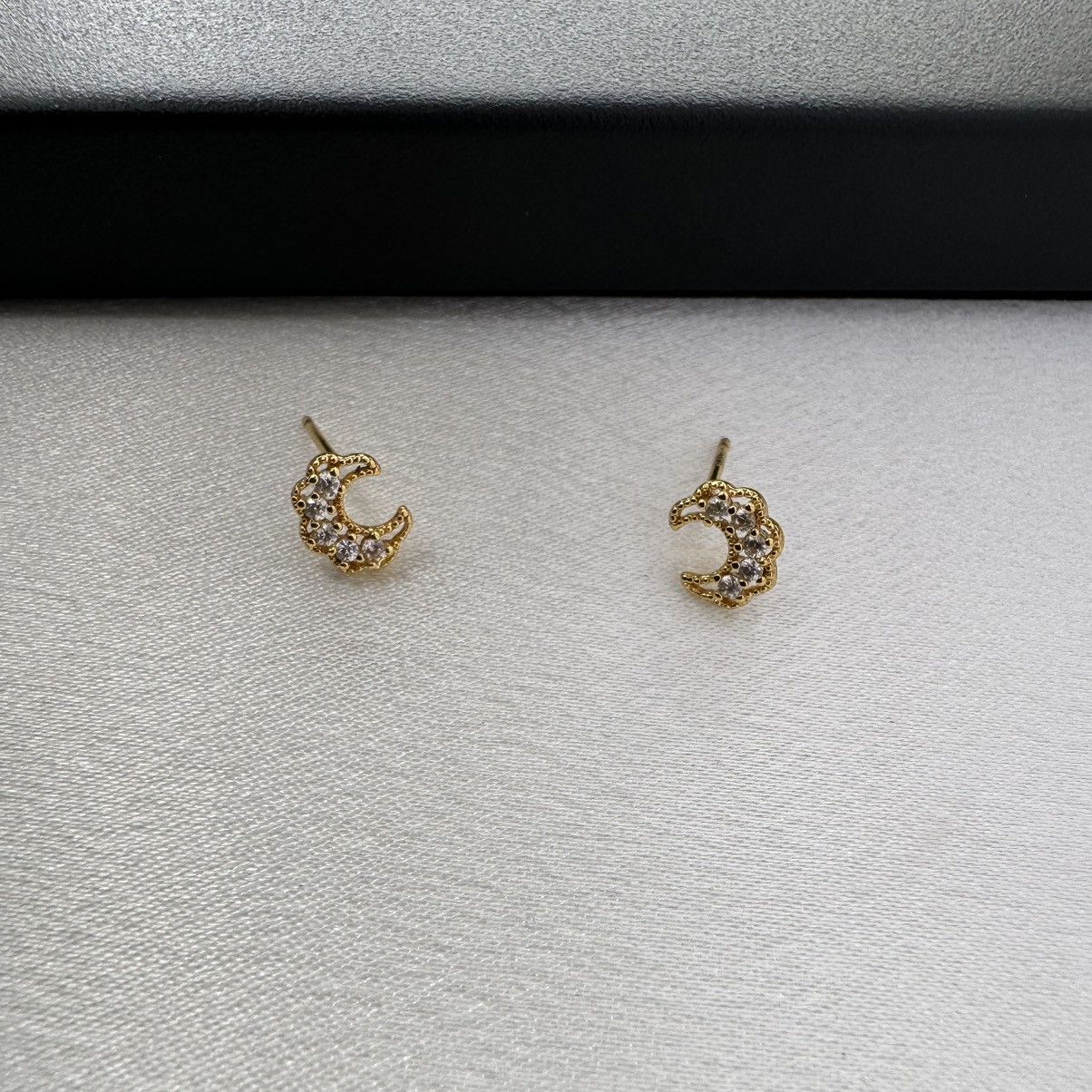 Designer Small CZ Moon Stud Earrings for Women Size ONE SIZE - 3 Thumbnail