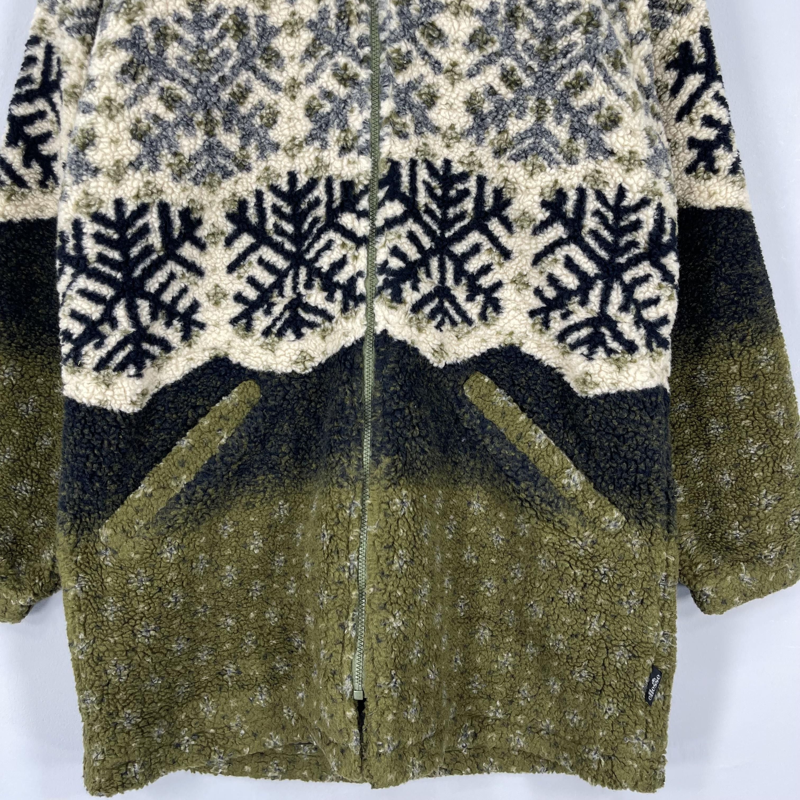 Ellesse Vintage ELLESSE Winter Pattern Print Blanket Long Jacket Size L / US 10 / IT 46 - 3 Thumbnail