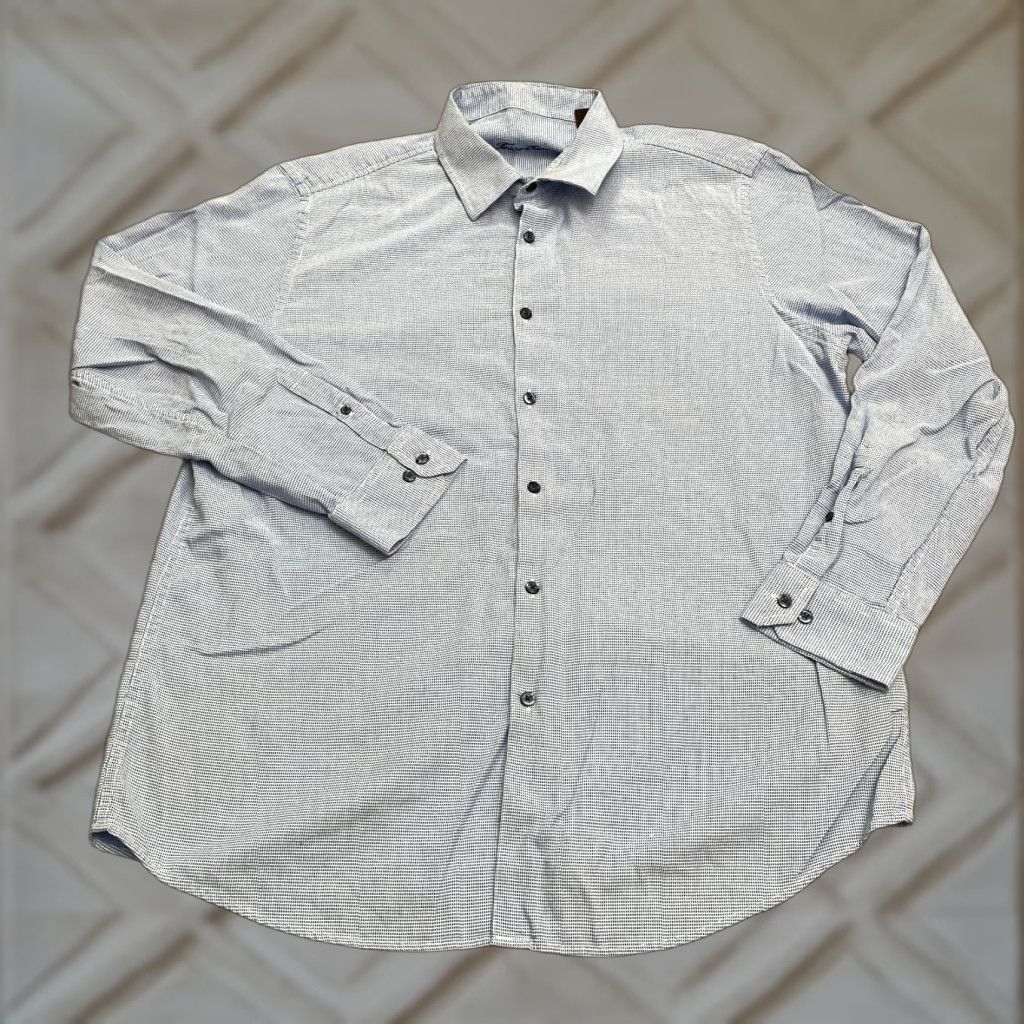 Tasso Elba Tasso Elba Dress Shirt XL 17-17.5 Blue 100% Cotton Classic Business Casual Mens Size 46R - 1 Thumbnail