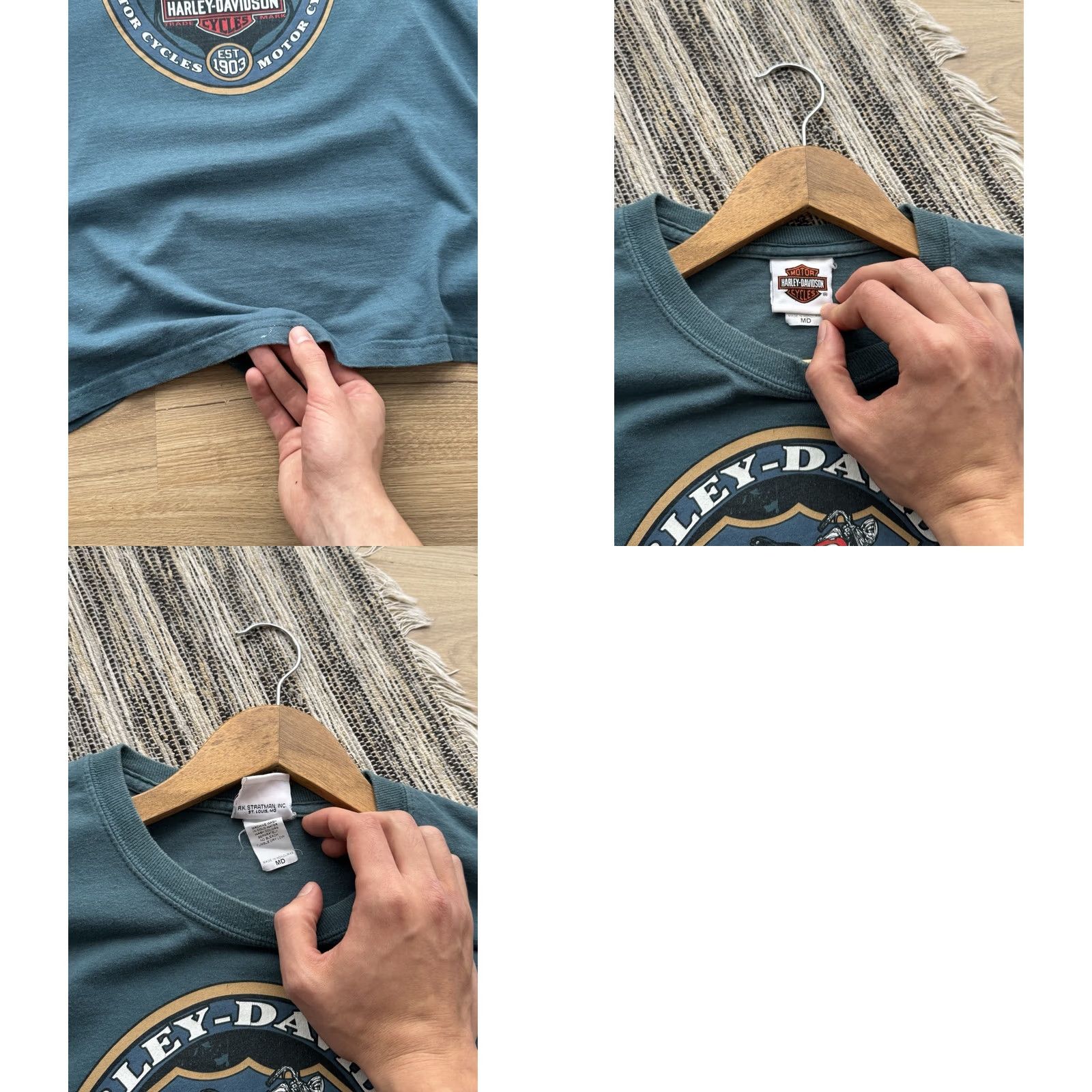 Harley Davidson VINTAGE Harley-Davidson T-Shirt Men M Blue 3d Emblem Logo 80s 90s Biker Streetwear Shirt Mens Size US M / EU 48-50 / 2 - 8 Thumbnail