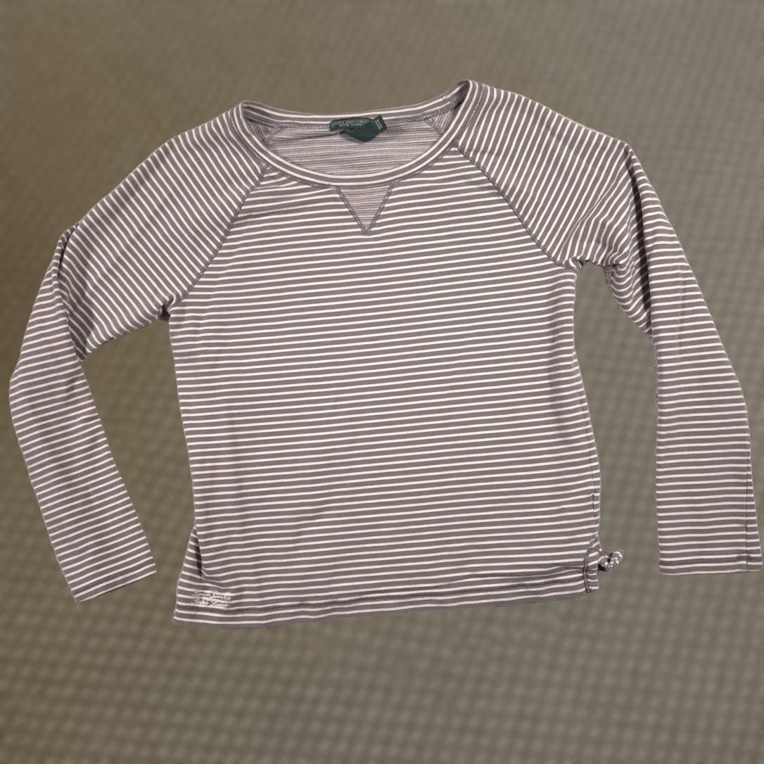 Ralph Lauren Lauren Ralph Lauren Shirt Womens Medium Gray Striped Raglan Long Sleeve Top Size M / US 6-8 / IT 42-44 - 1 Thumbnail