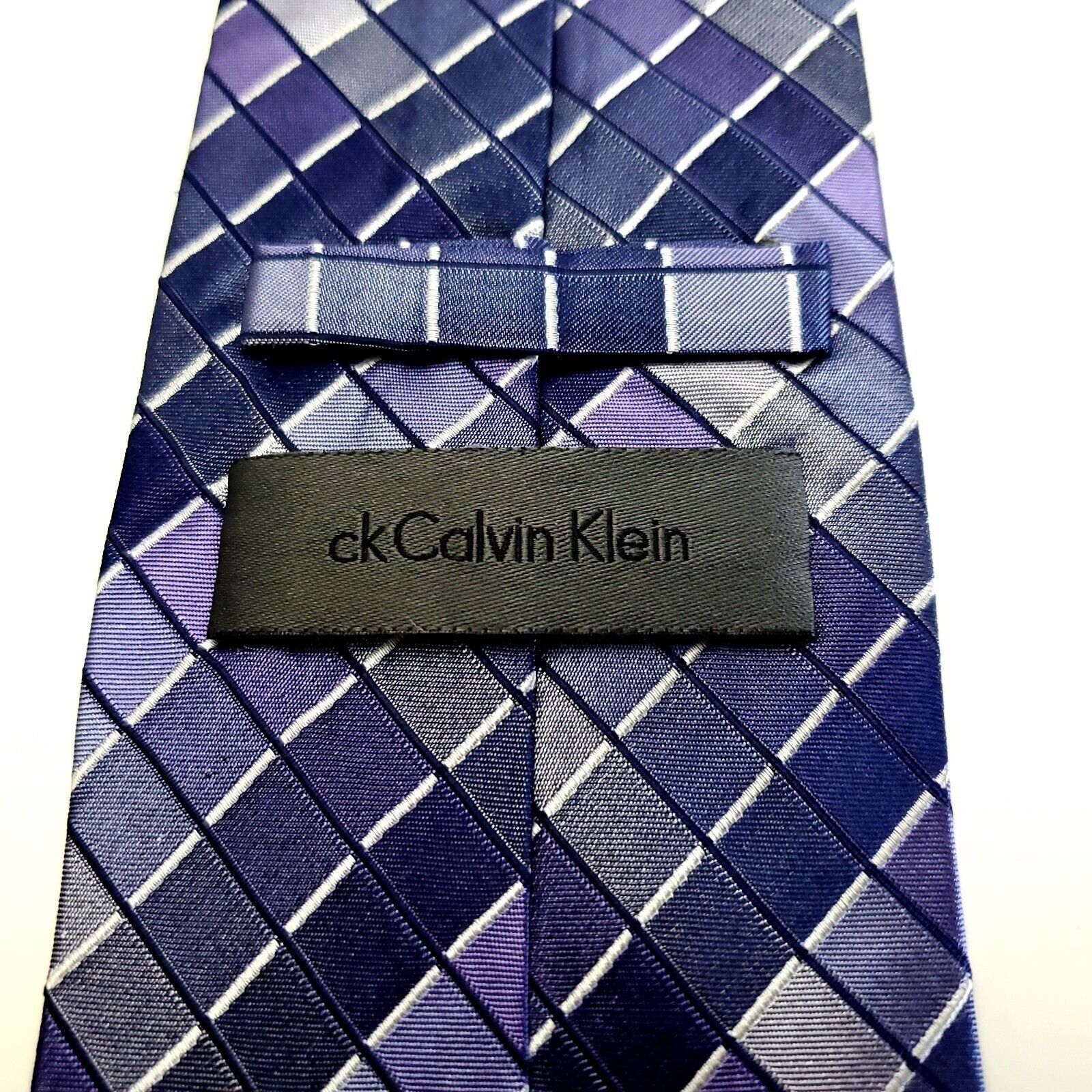 Calvin Klein Calvin Klein Purple Check Plaid Silk Tie Size ONE SIZE - 3 Thumbnail