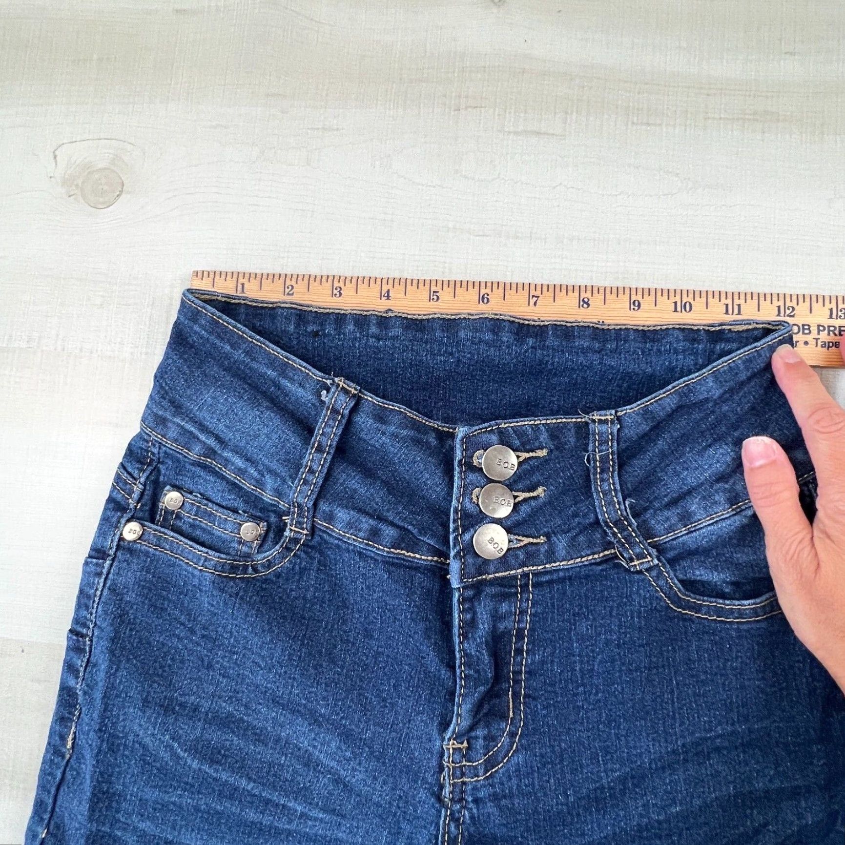 Vintage Bob Jeans Womens Dark Blue Mid Rise Skinny Jeans Stretch 3 Juniors Size 26" / US 2 / IT 38 - 6 Thumbnail