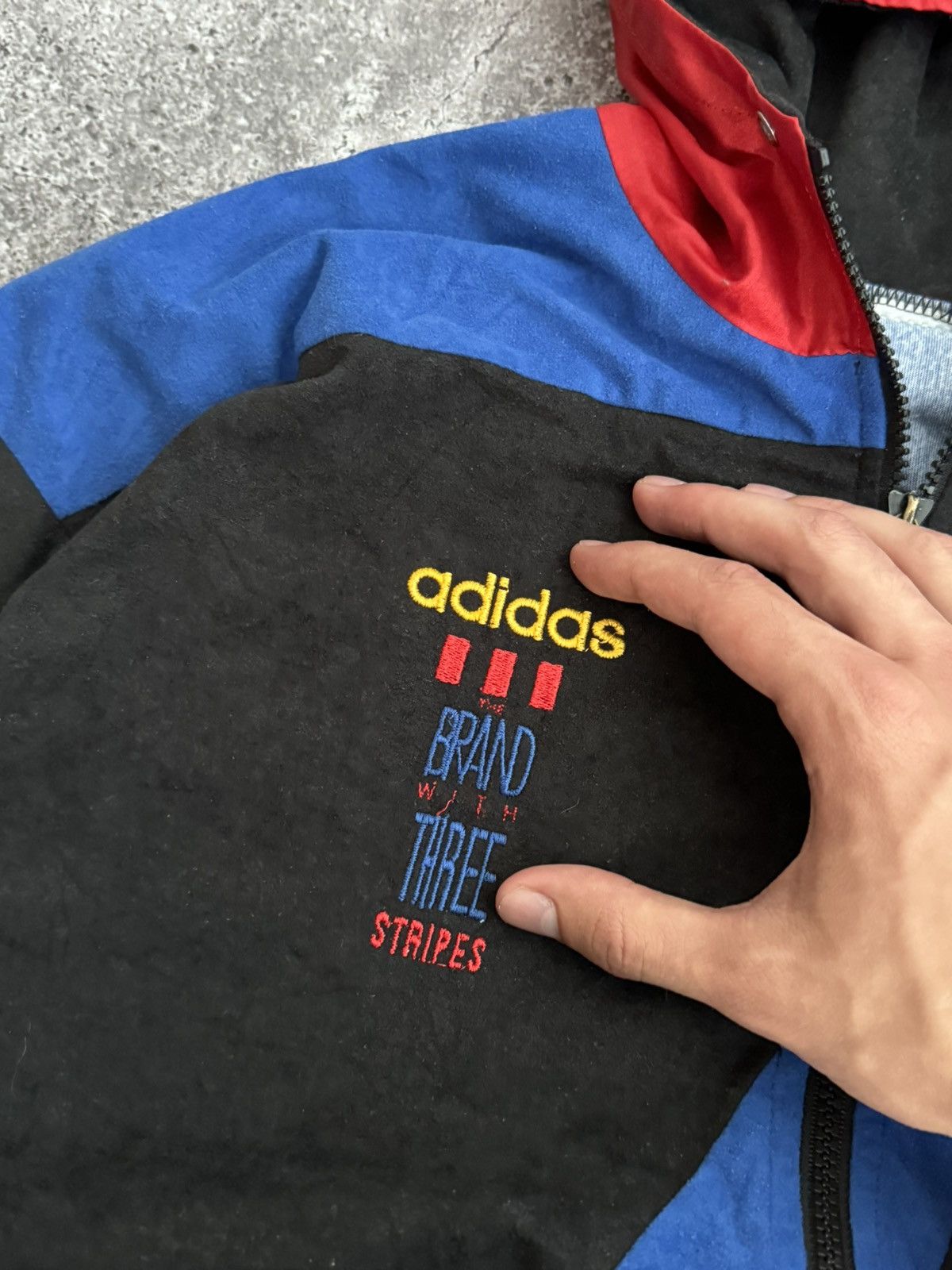 Adidas × Vintage Vintage adidas Velour felt track light hoodie Size US M / EU 48-50 / 2 - 9 Thumbnail