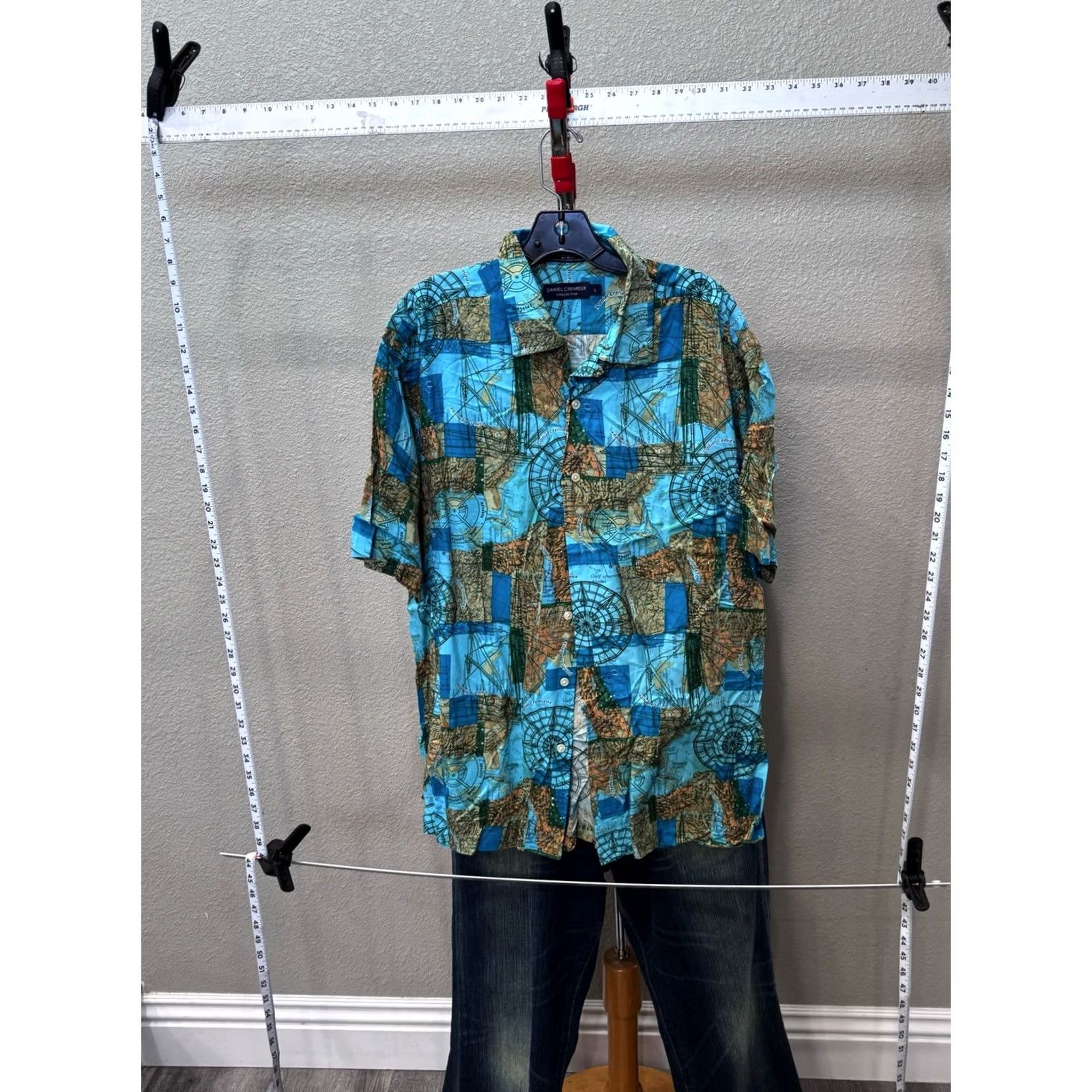 Cremieux Daniel Cremieux SHORT SLEEVE BUTTON UP SHIRT Large L Nautical Artwork Multicolor Mens Size US L / EU 52-54 / 3 - 2 Thumbnail