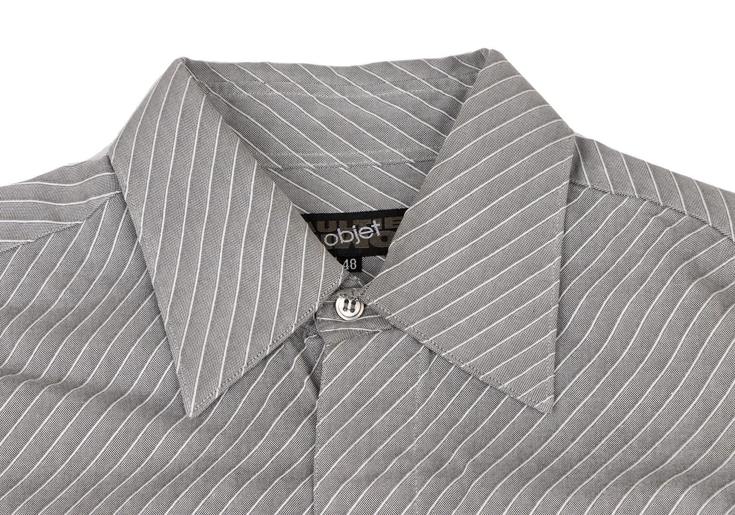 Jean Paul Gaultier Cotton Diagonal Stripe Dress Shirt in Grey and White, Size Size US M / EU 48-50 / 2 - 3 Thumbnail