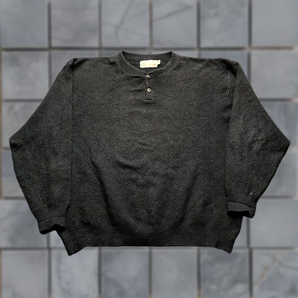 Vintage Shenandoah Mens XL Gray Henley Crew Neck Knit Pullover Sweater Casual Long Sleeve Button Solid Size US XL / EU 56 / 4 - 1 Thumbnail