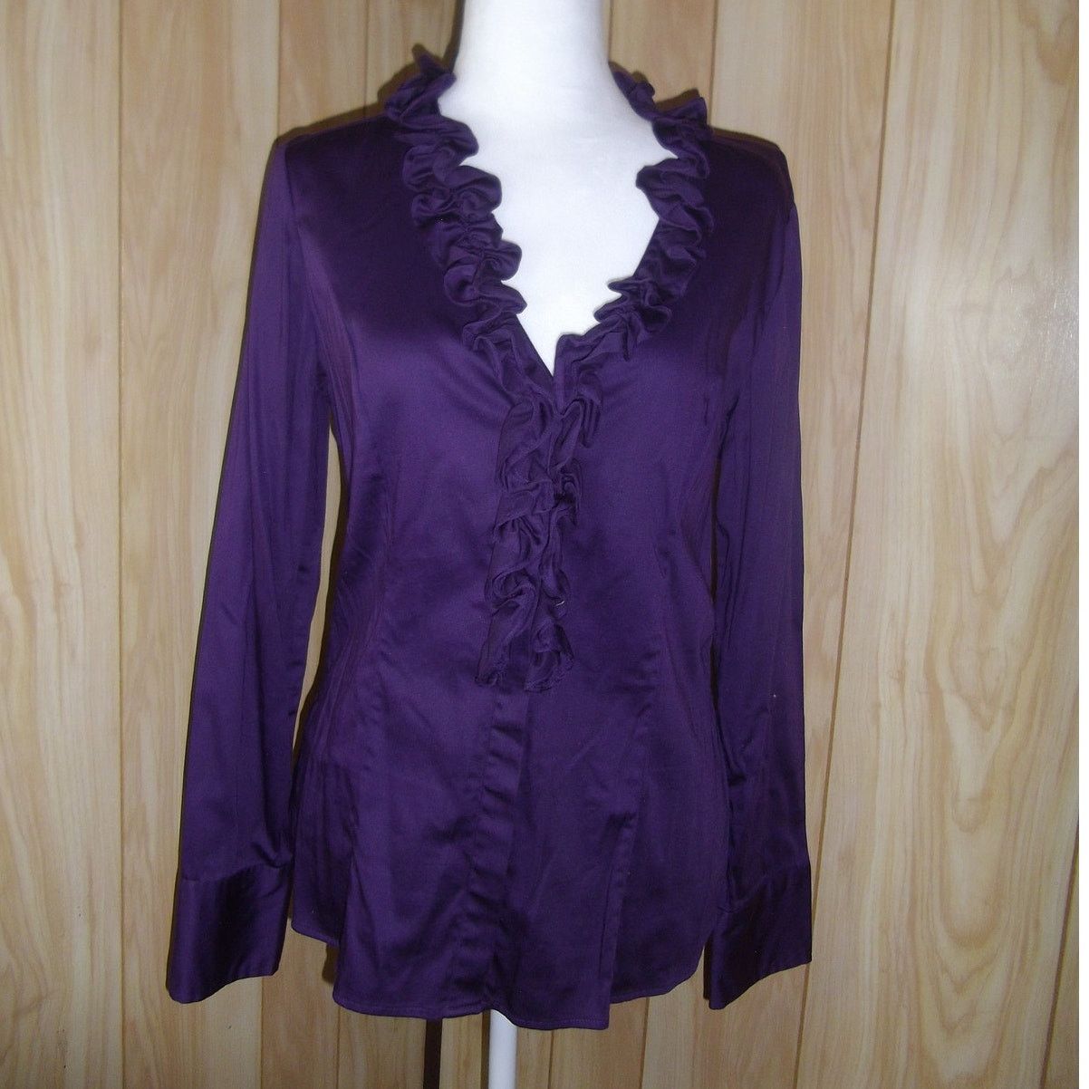 Other Fred David Stretch Purple Ruffled V-Neck Long Sleeve Top M Size M / US 6-8 / IT 42-44 - 1 Thumbnail