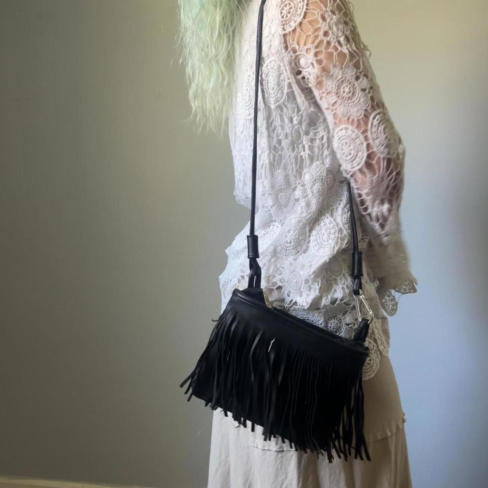 Other black faux leather fringe crossbody bag Size ONE SIZE - 2 Thumbnail