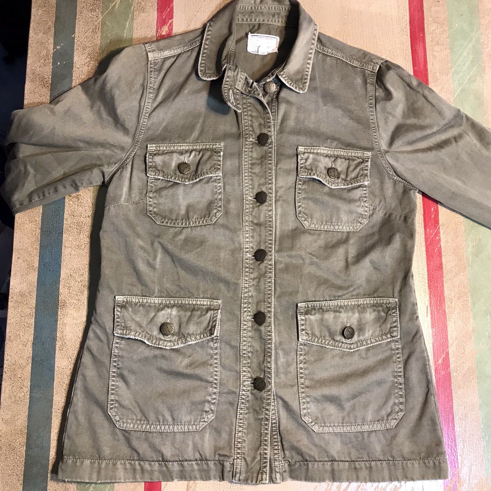 Vintage Current/Elliott Jacket Small Olive Green Khaki Utility Military Nordstrom Size XS / US 0-2 / IT 36-38 - 2 Thumbnail