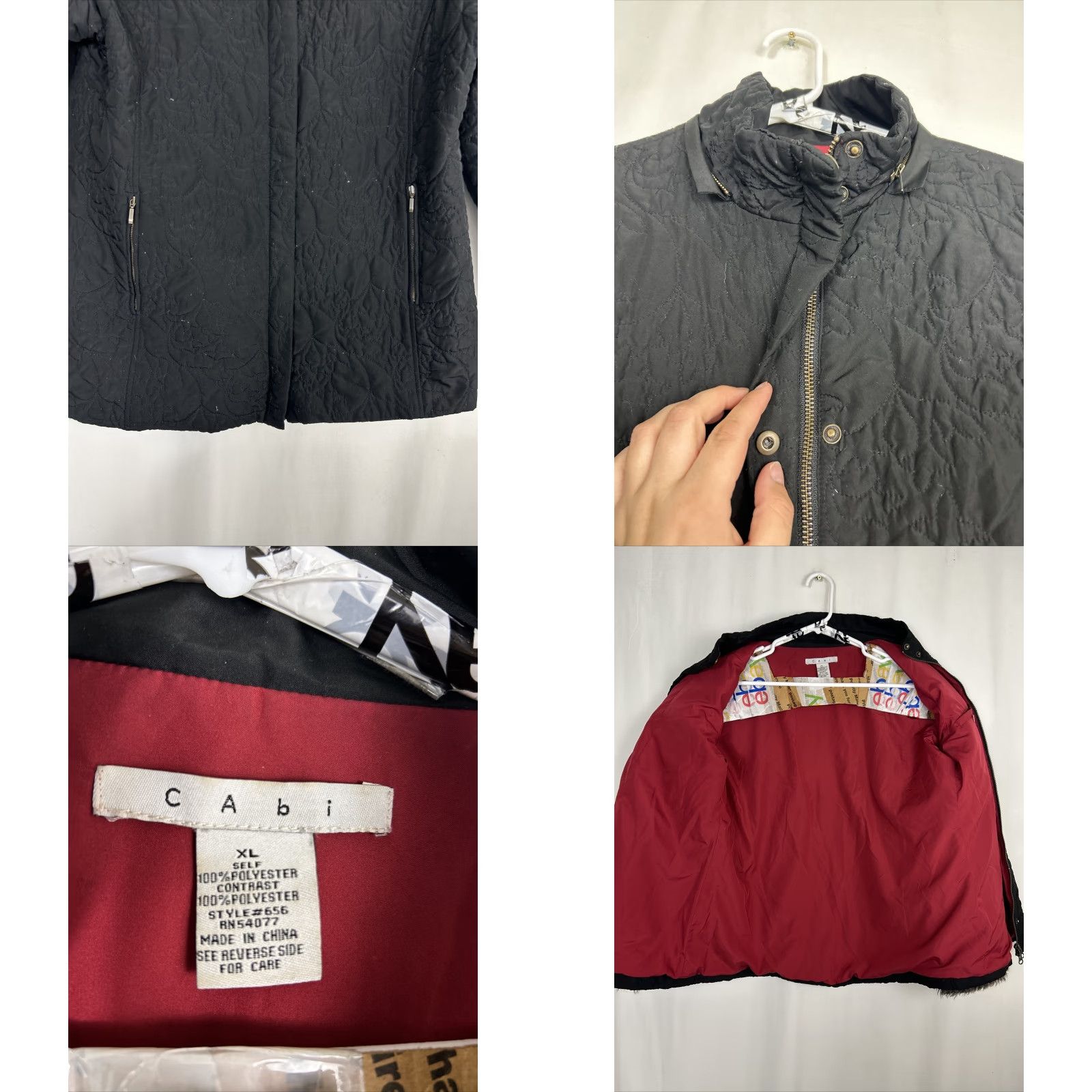 Vintage CAbi Jacket XL Women Black Full Zip Quilted Faux Fur Lining Polyester Size XL / US 12-14 / IT 48-50 - 8 Thumbnail