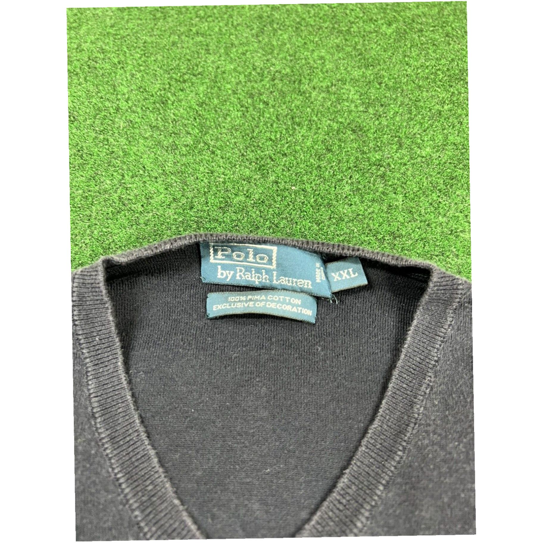 Polo Ralph Lauren Polo Ralph Lauren Sweater Fits Larg V-Neck Pima Cotton Navy Pullover Lightweight Size US L / EU 52-54 / 3 - 3 Thumbnail