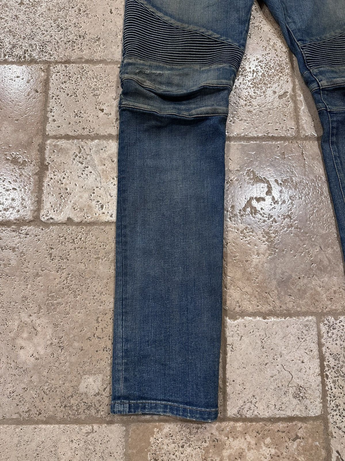 Balmain Balmain Biker Distressed Stone Wash Blue Denim Jeans Size US 36 / EU 52 - 2 Thumbnail