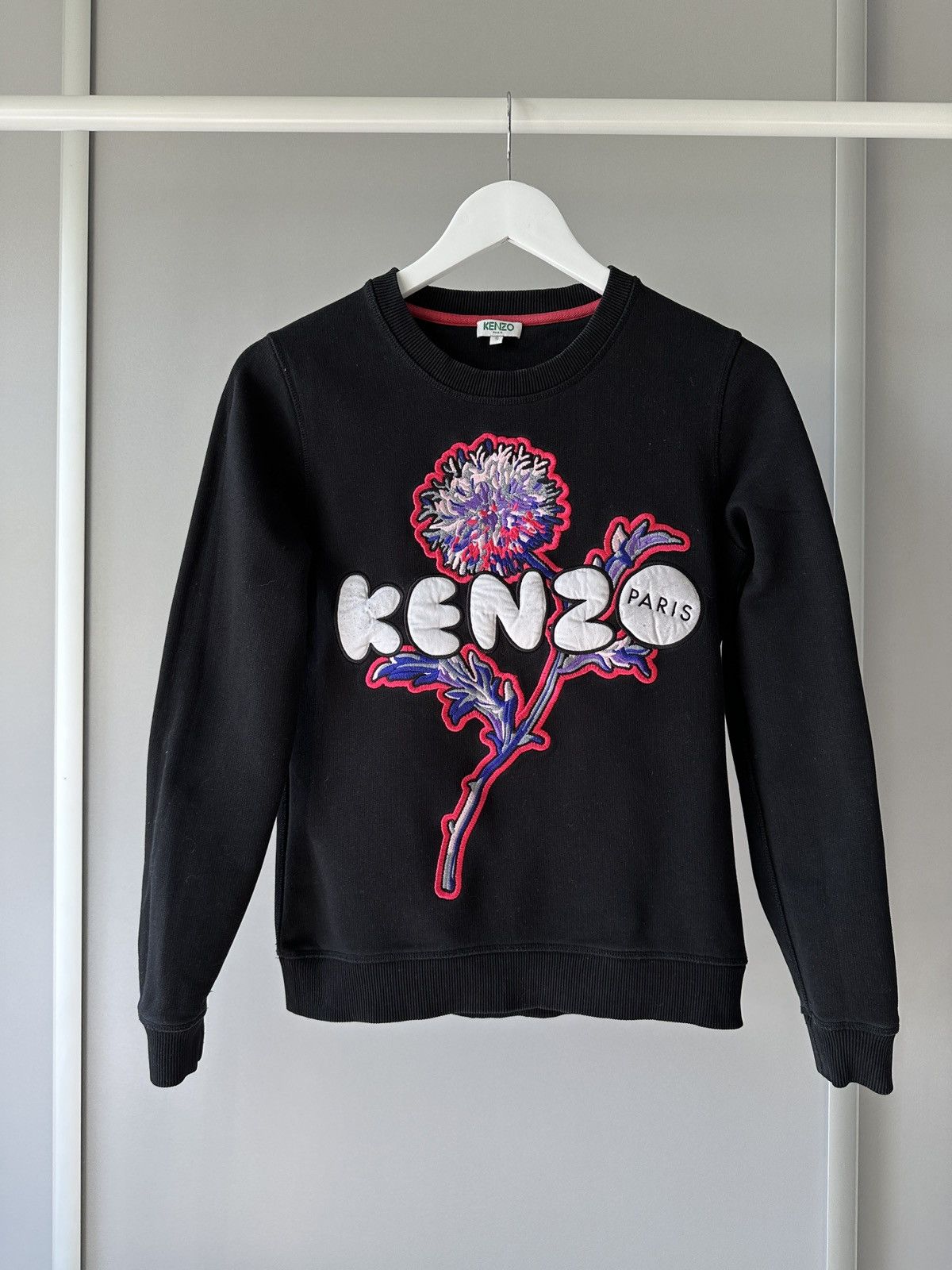 image of Black Crewneck With Graphic Kenzo Paris, Women's (Size Small)