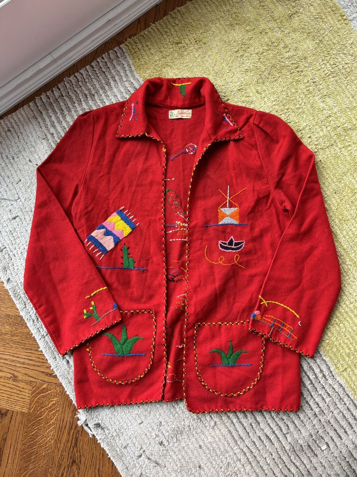 Vintage 1940s Mexican Wool Jacket 1950s Vintage Embroidered By Mikes Size M / US 6-8 / IT 42-44 - 10 Thumbnail
