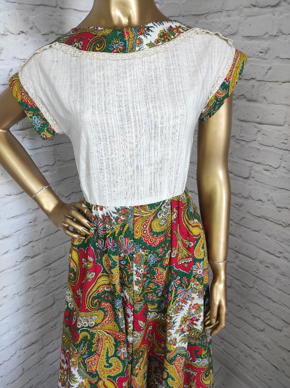 Vintage XS Clothes by Samuel Sherman Crochet Trim Dress Boho Maxi Size XS / US 0-2 / IT 36-38 - 2 Thumbnail