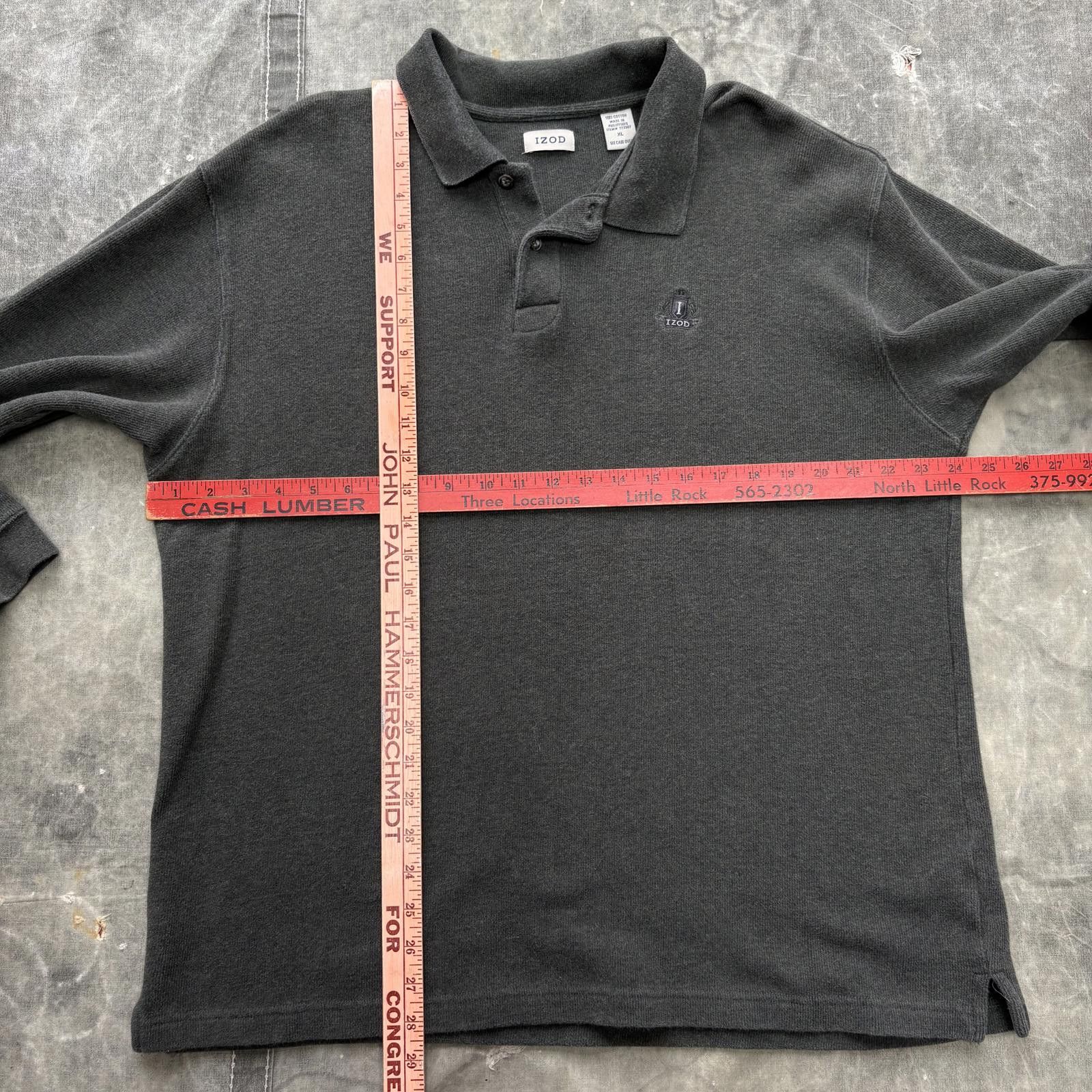 Izod Vintage Y2K Izod Moss Green Ribbed Grunge Rugby Polo Shirt Size US XL / EU 56 / 4 - 4 Thumbnail