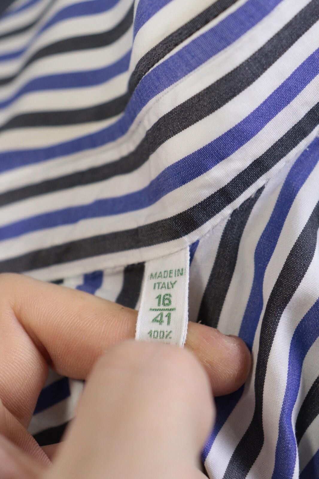 Luigi Borrelli Luigi Borrelli Bernies White-Blue-Black Shirt Size 41 16 Size US M / EU 48-50 / 2 - 9 Thumbnail