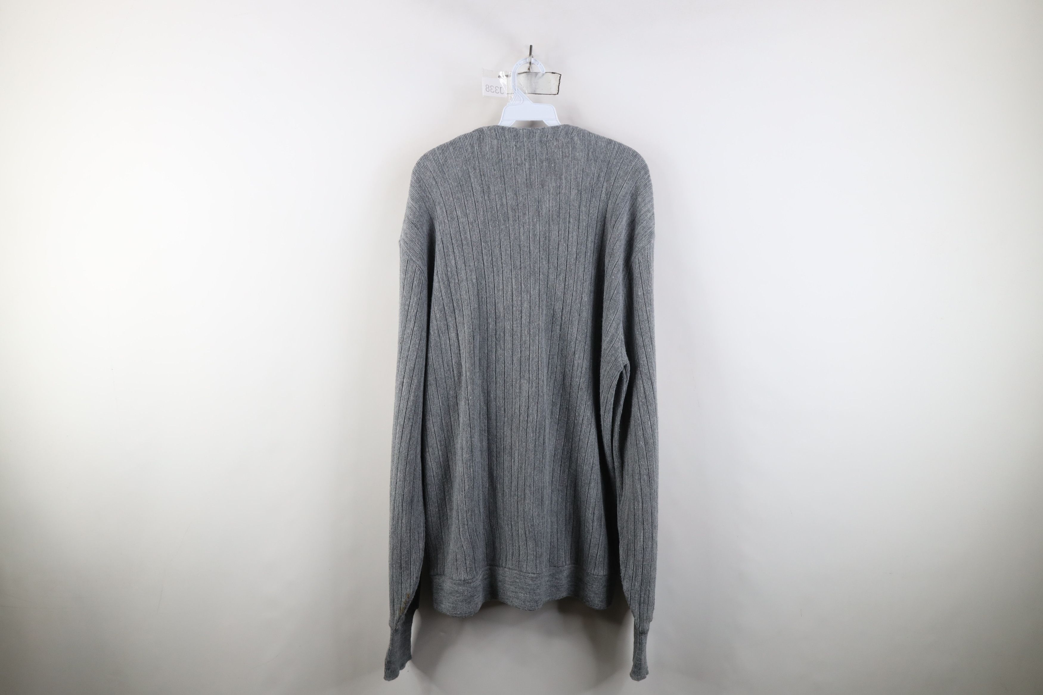 Vintage Vintage 70s Streetwear Ribbed Knit Cardigan Sweater Gray USA Size US XL / EU 56 / 4 - 11 Thumbnail