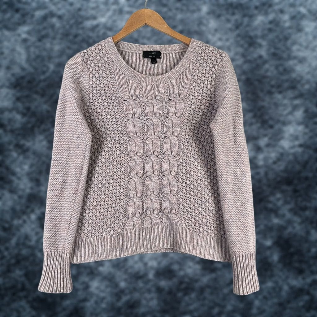 J.Crew J.CREW Pullover Sweater Womens L Cable-Knit Wool Round Neck Purple Pink Bohemian Colorful Designer Lightweight Size L / US 10 / IT 46 - 1 Thumbnail