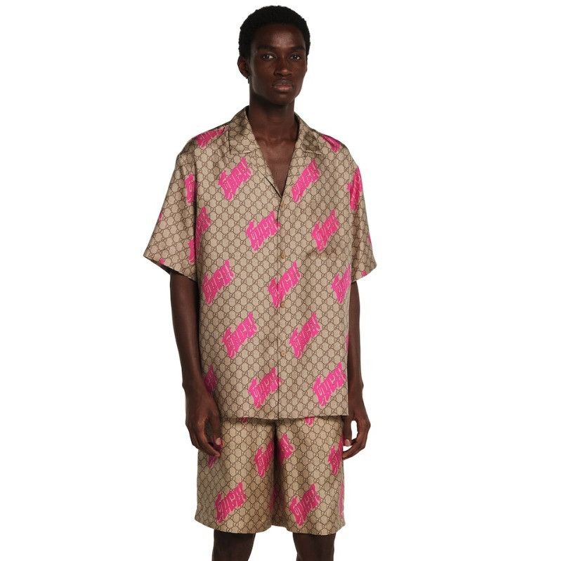 Gucci o1la5ras0426 Printed Silk Twill Bowling Shirt in Multicolor Size US M / EU 48-50 / 2 - 3 Thumbnail