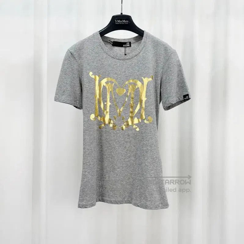 Moschino Moschino Grey Cotton Logo T-Shirt for Women . Size L / US 10 / IT 46 - 1 Thumbnail