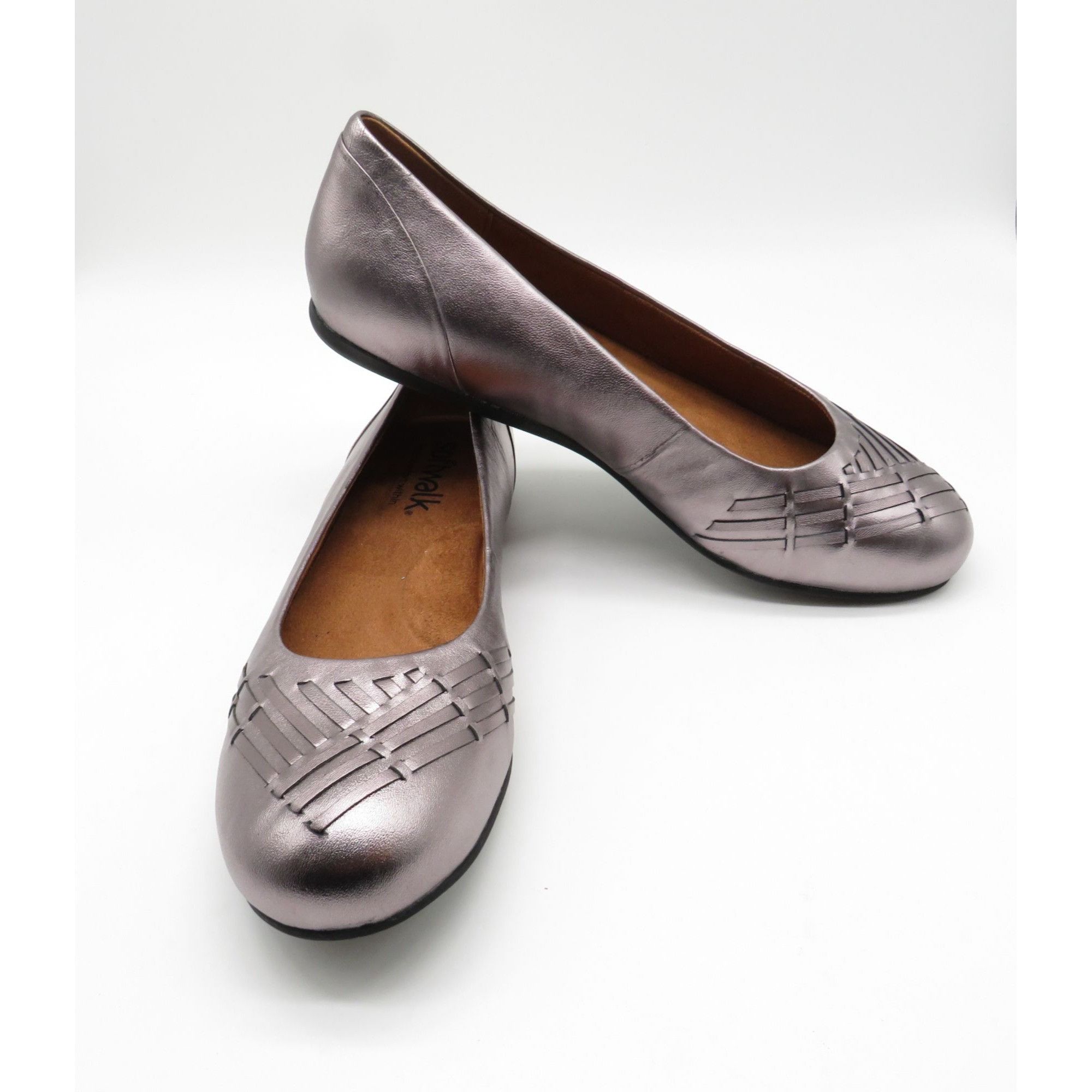 Other Softwalk Sonoma Weave Pewter Metal Flats 11M Leather Women's Size US 11 / IT 41 - 4 Thumbnail