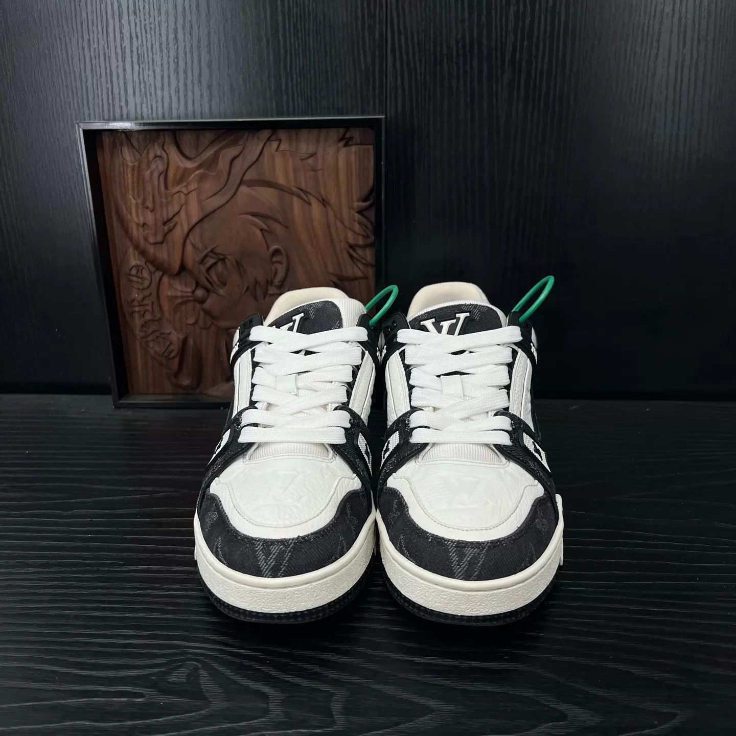 Louis Vuitton LV Trainer black white denim Size US 6.5 / IT 36.5 - 4 Thumbnail