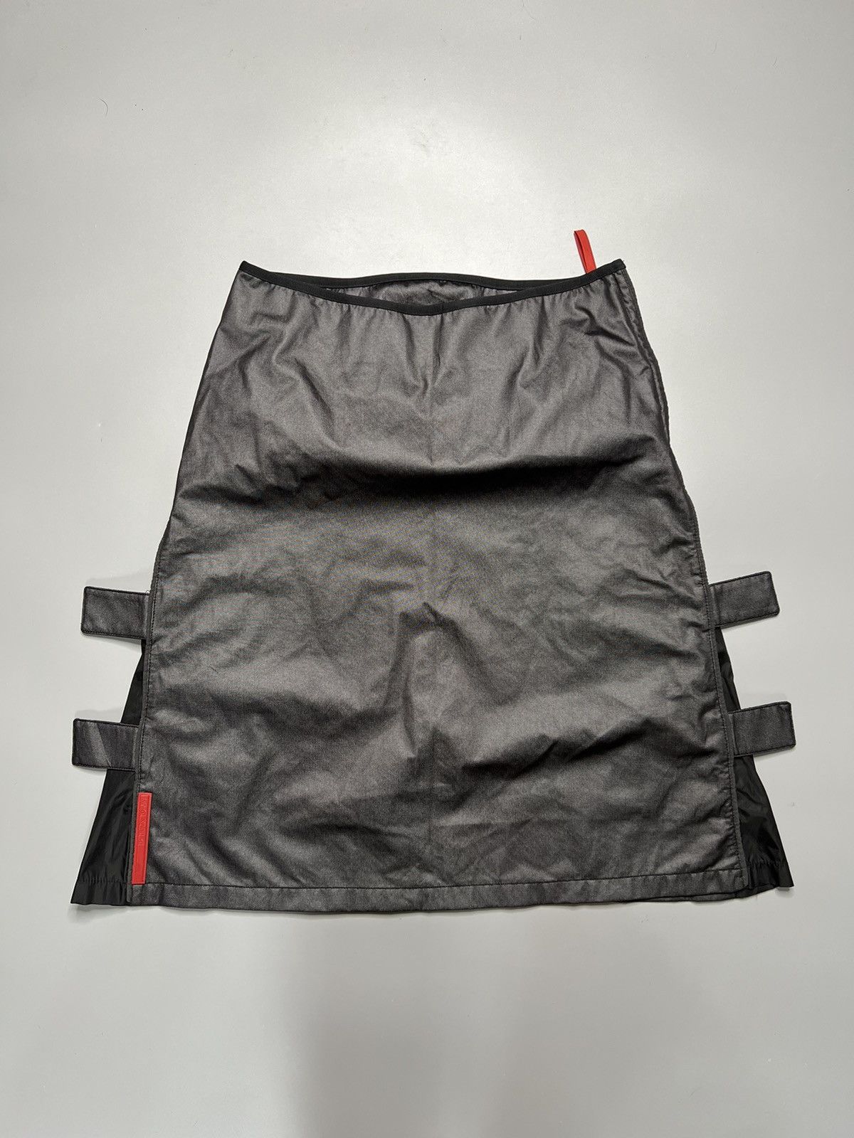 image of Archive Prada 1999 Velcro Strap Skirt in Metallic, Women's (Size 26)