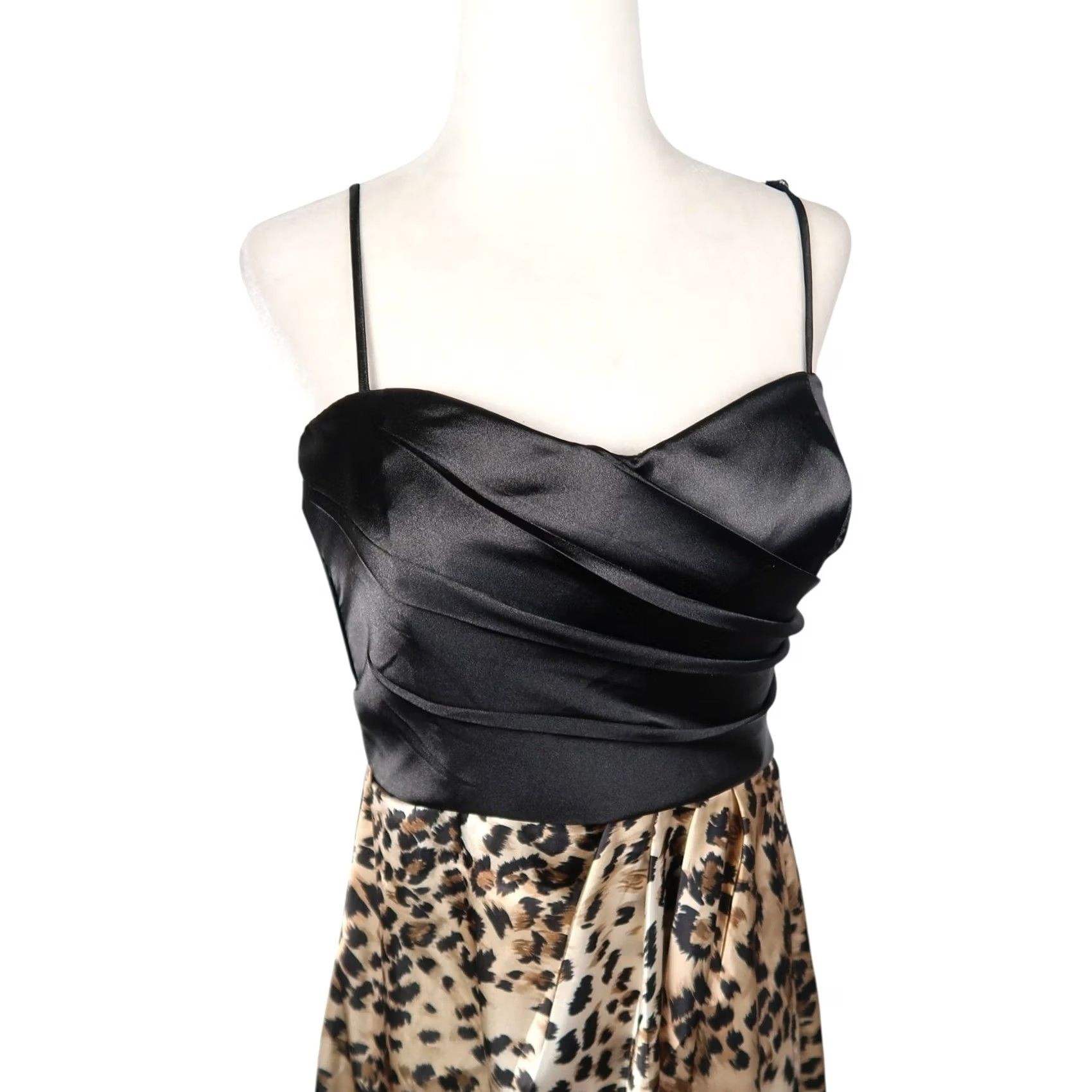 Vintage VINTAGE Speechless Black Leopard Satin Mini Party Dress 9 Women Satin Polyester Sleeveless Sweetheart Zip 90s Party/Cocktail Girls/Boys Womens Size M / US 6-8 / IT 42-44 - 2 Thumbnail