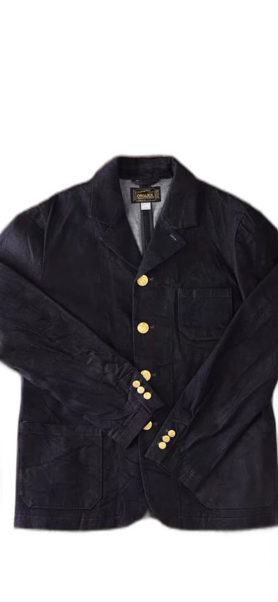 Orgueil Indigo Vintage Snow Wash Denim Blazer Size US M / EU 48-50 / 2 - 1 Thumbnail