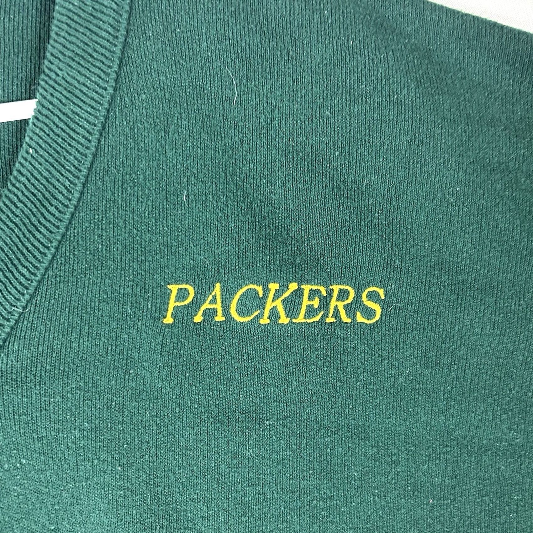 Vintage VINTAGE Andrew Rohan Green Bay Packers V-neck Sweater Mens XL Green USA Football Pullover Knit Logo Solid Size US XL / EU 56 / 4 - 5 Thumbnail