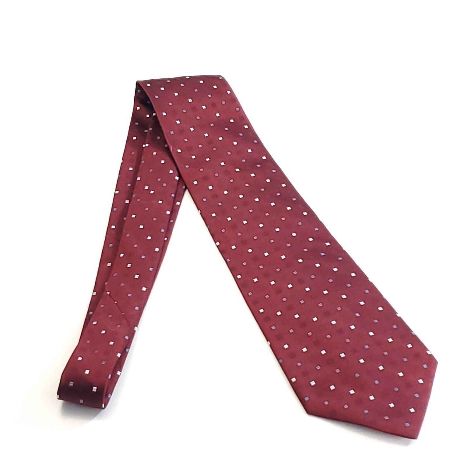 Apt. 9 Apt. 9 Silk Tie Red Burgundy Woven Geometric Gray White Size ONE SIZE - 6 Thumbnail