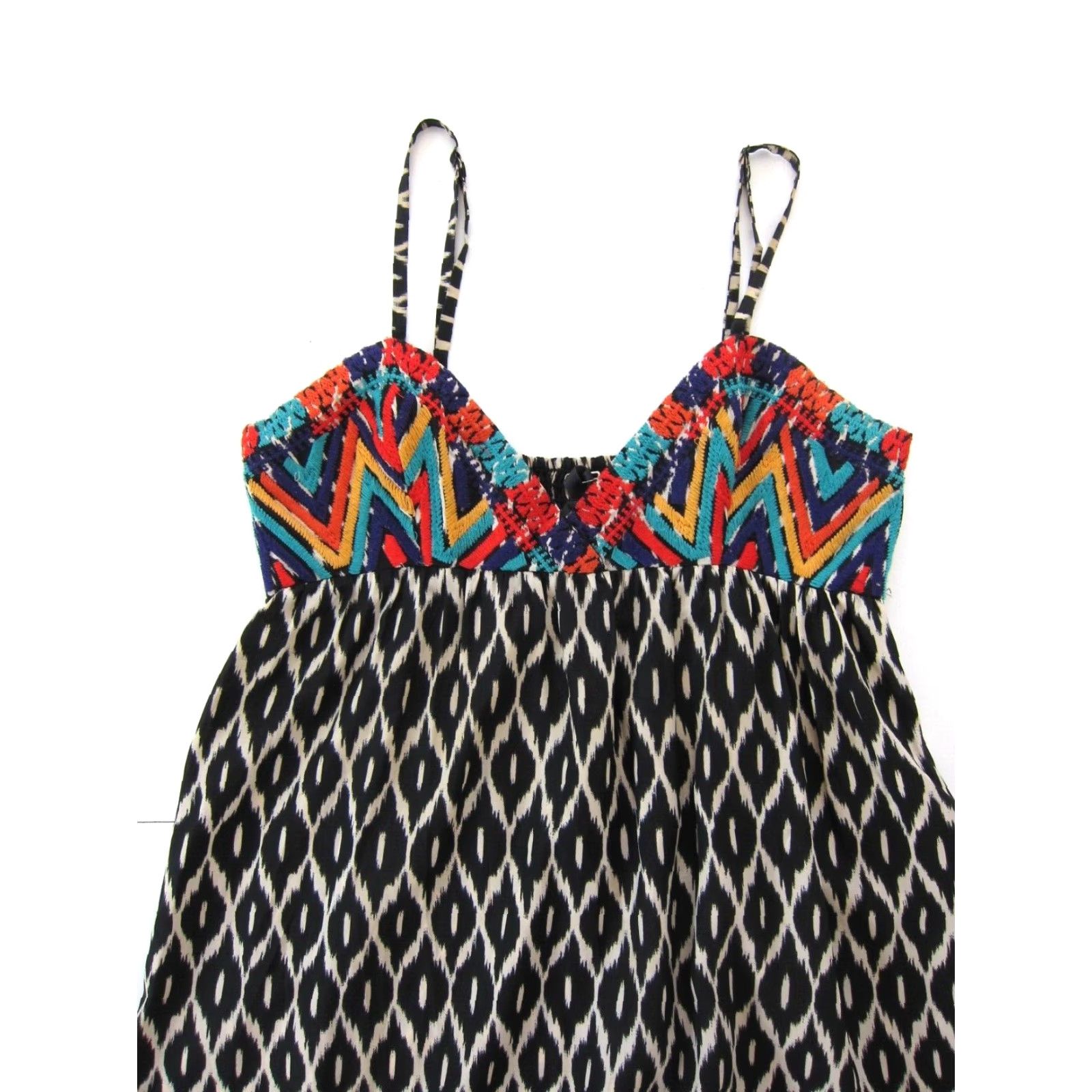 Vintage VINTAGE THML Athropologie Black Geometric V-Neck Long Maxi Tank Slip Tank Dress M Size M / US 6-8 / IT 42-44 - 3 Thumbnail