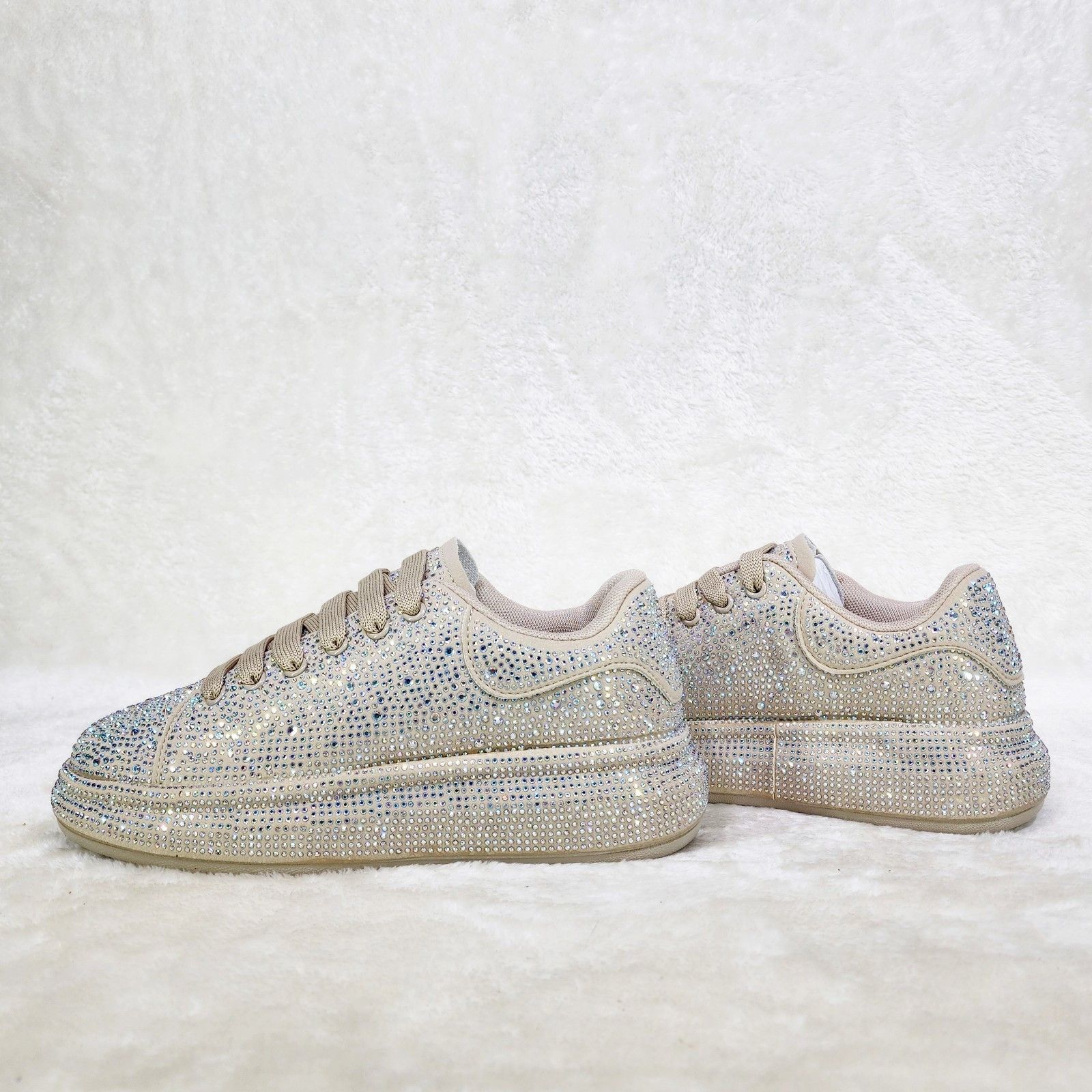 Other Dazzle Cush Nude Iridescent Rhinestone Platform Sneaker Tenn Size US 8 / IT 38 - 3 Thumbnail