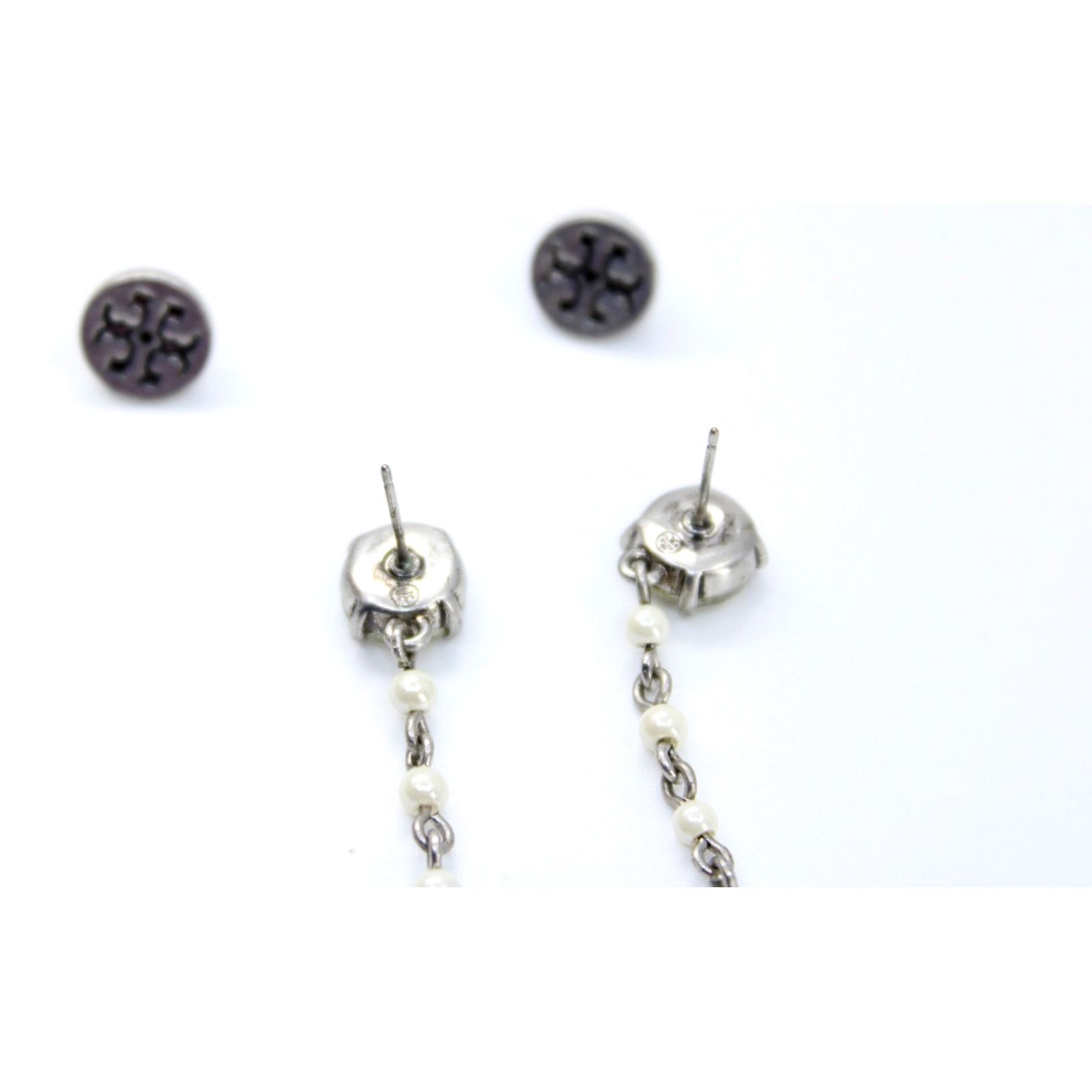 Tory Burch Excellent TORY BURCH Silver Tone Crystal Ball Drop Earrings Size ONE SIZE - 5 Thumbnail