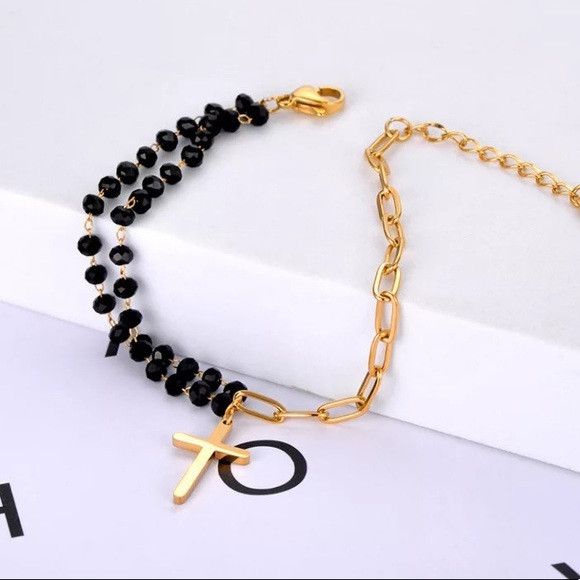 Other Stainless Steel Black Crystal Chain Bracelet Size ONE SIZE - 3 Thumbnail