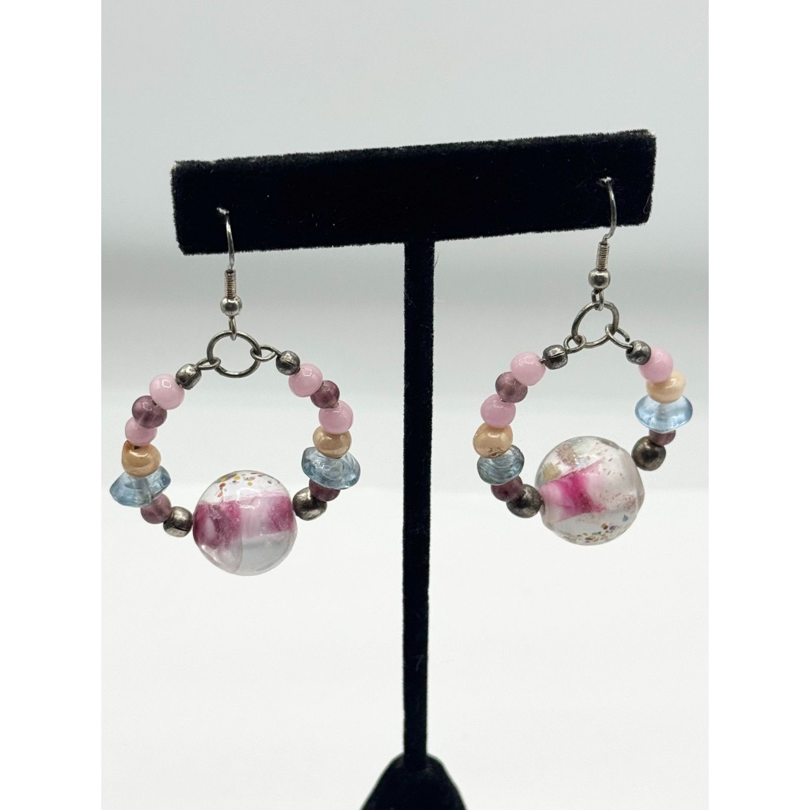 Vintage Vintage beaded glass dangle drop hoop earrings Size ONE SIZE - 2 Thumbnail