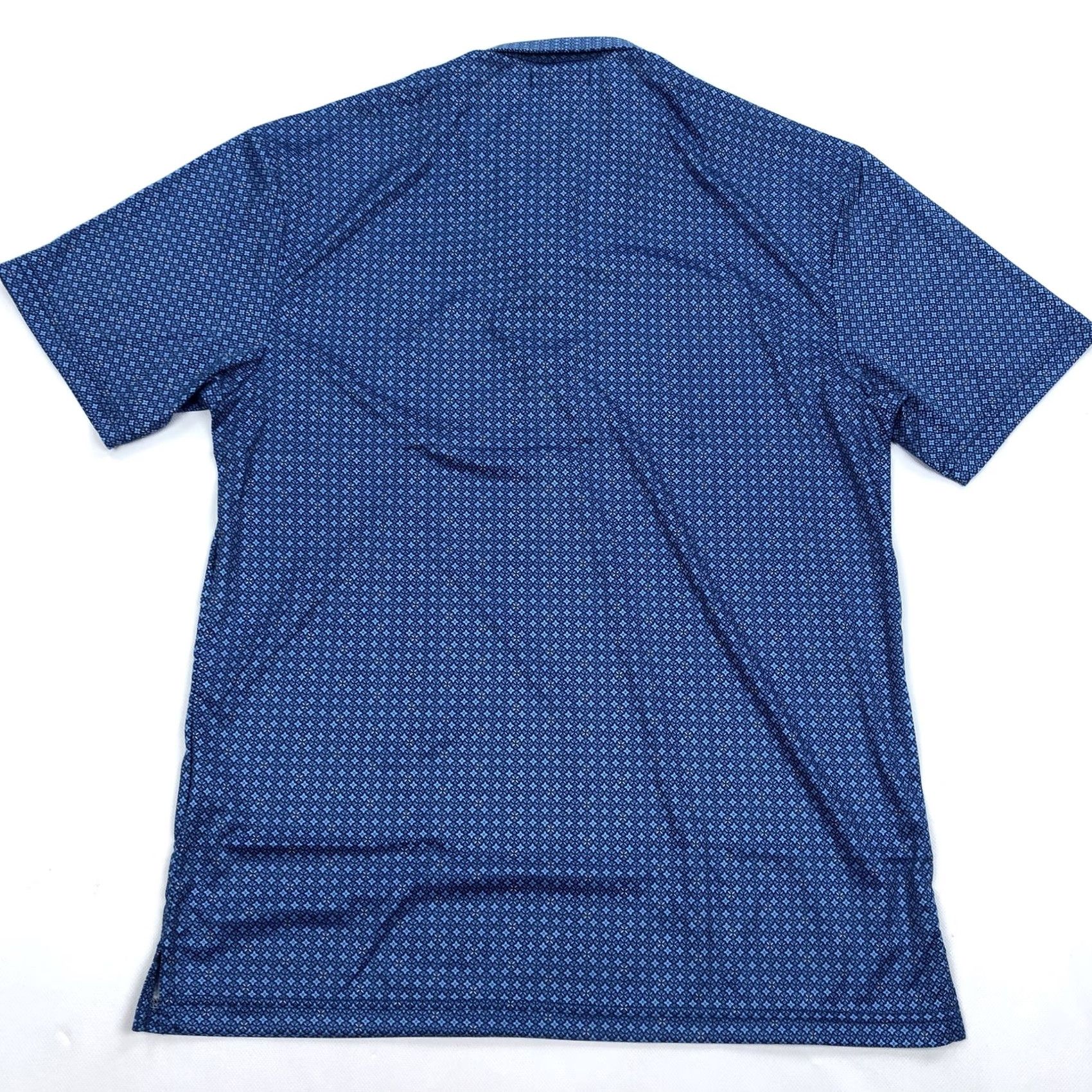 Vintage Collars & Co. Men's Blue Geometric Pattern Performance Polo Shirt L Size US L / EU 52-54 / 3 - 7 Thumbnail