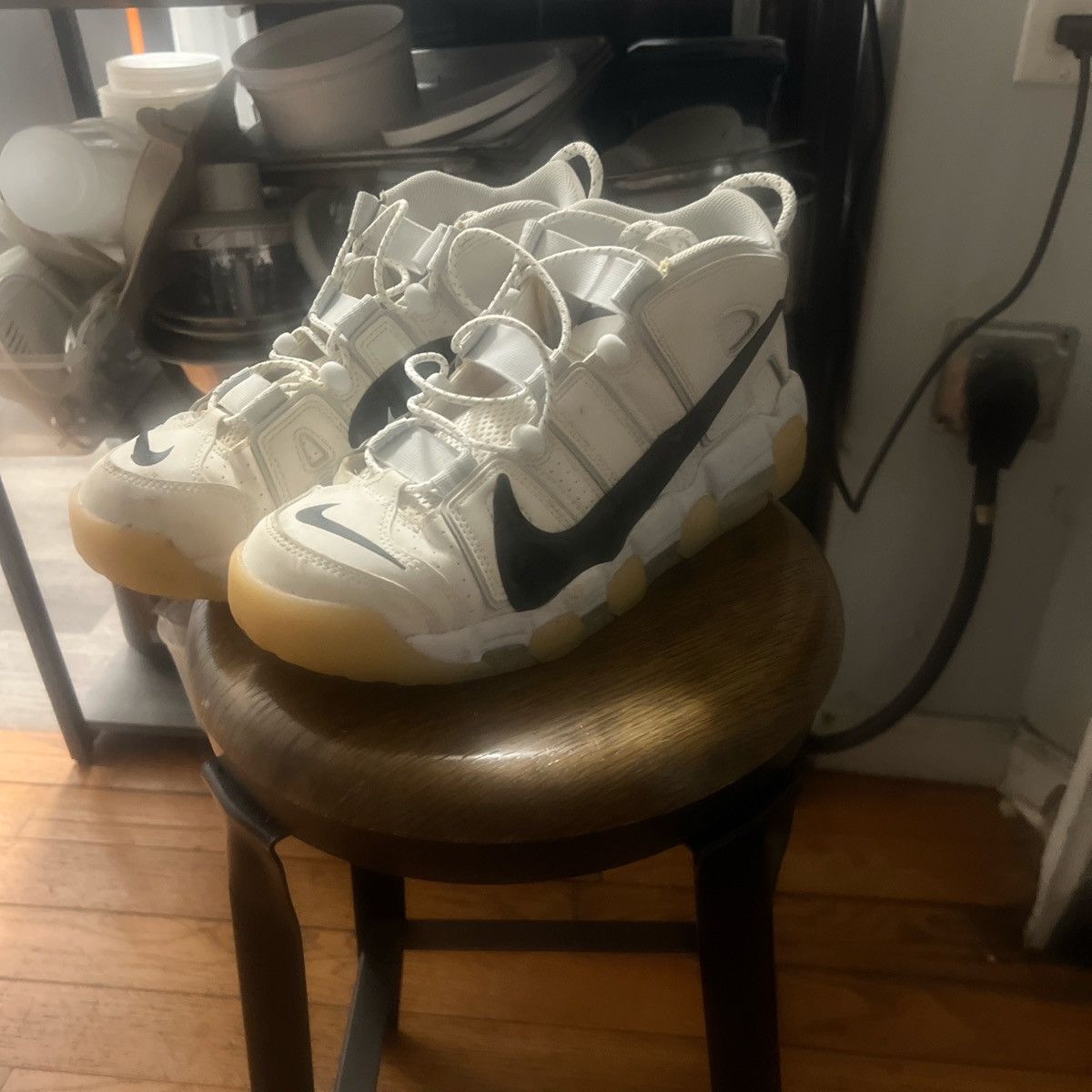Nike Nike uptempo white and black Size US 9.5 / EU 42-43 - 1 Thumbnail