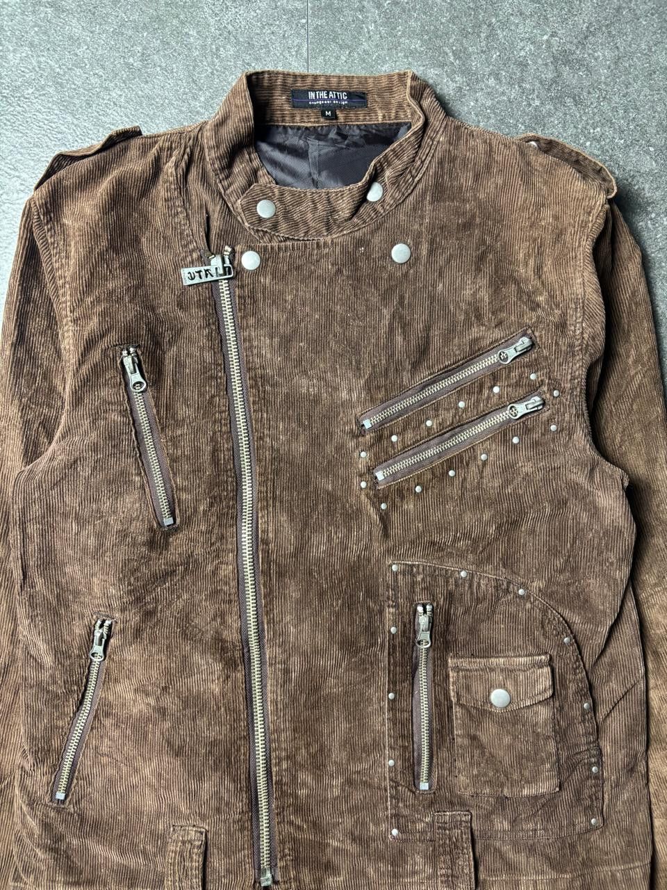 In The Attic 2000s In The Attic Asymmetric Corduroy Studded Riders Jacket Size US M / EU 48-50 / 2 - 3 Thumbnail