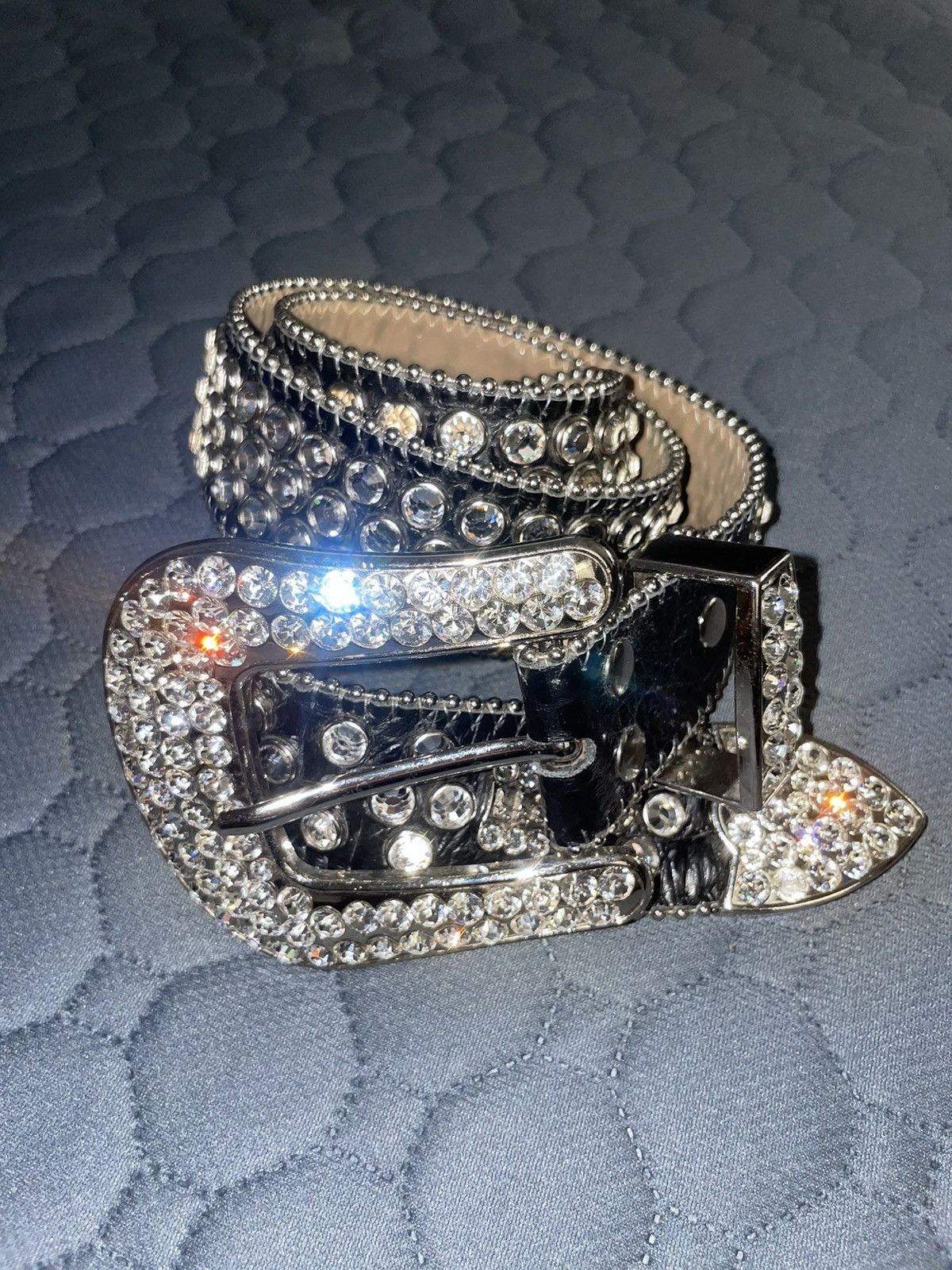 b.b. Simon Multicolor Skull Studded Crystal Belt – Dudes