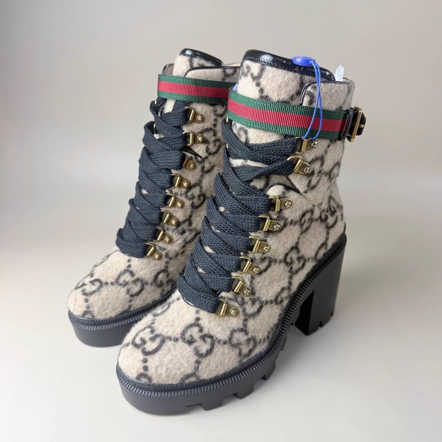 Gucci GUCCI Black Brown GG Print Platform Ankle Boots Size US 6 / IT 36 - 1 Thumbnail