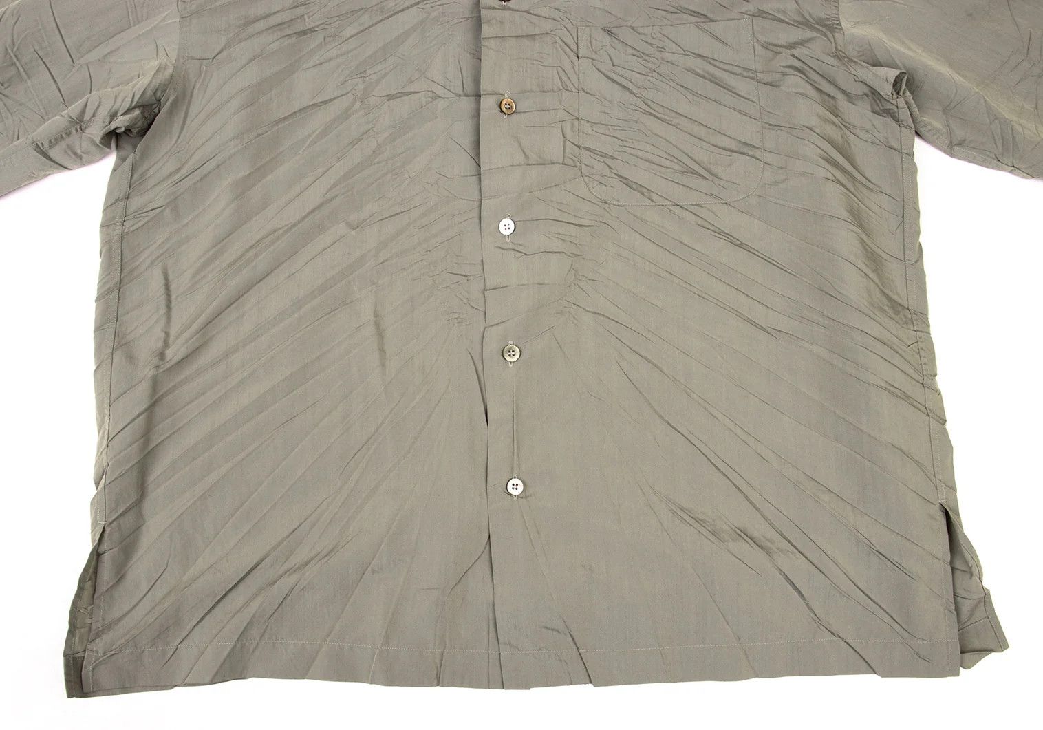 Issey Miyake Polyester Shrink-Wrinkle Shirt in Khaki L Size US L / EU 52-54 / 3 - 12 Thumbnail