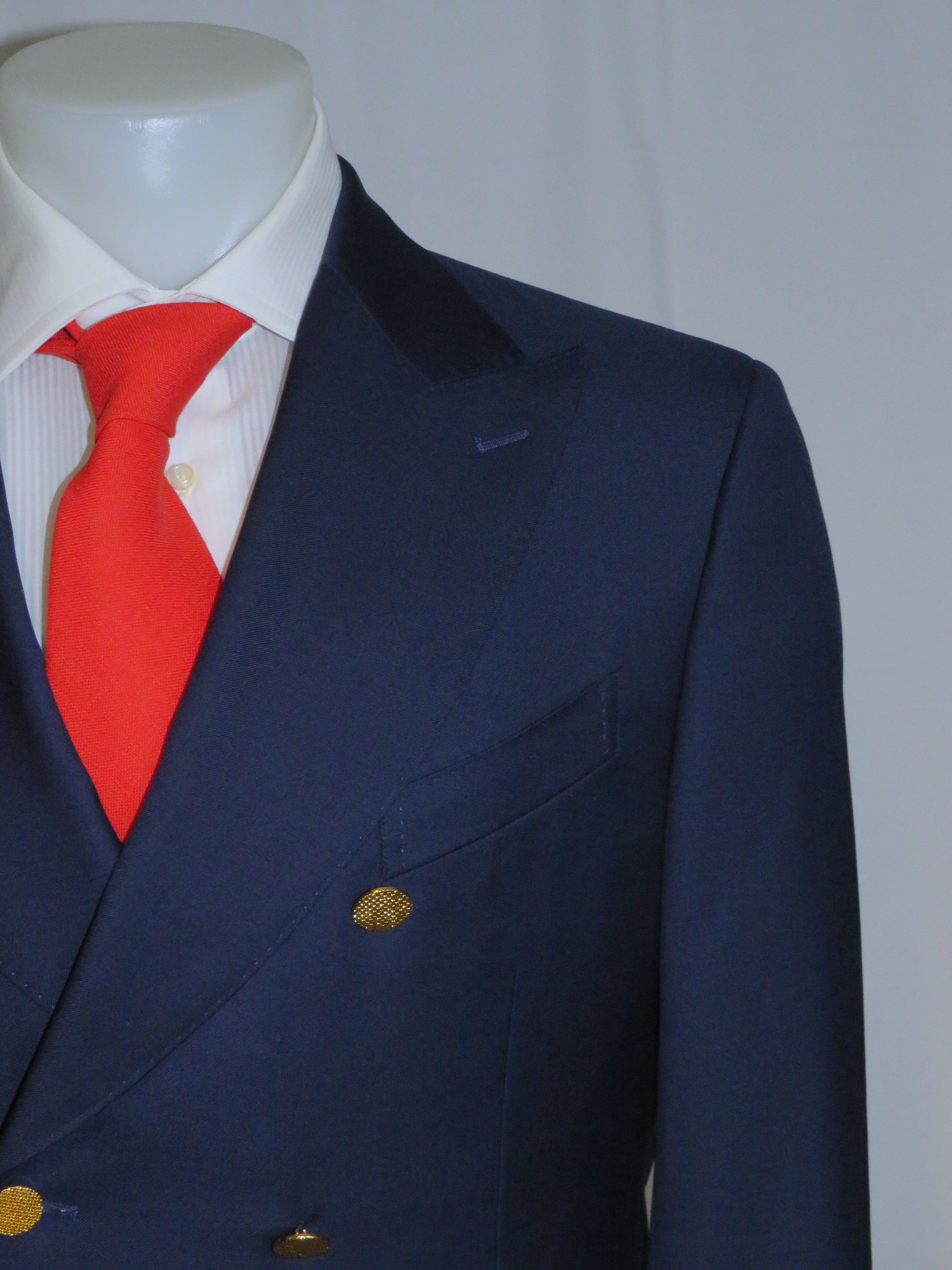 Other Alex Hitz Blue Gold Button Custom Double Breasted Blazer 40S Size 40S - 3 Thumbnail