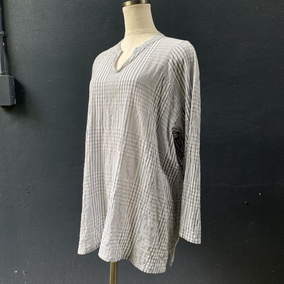 Issey Miyake Plantation Blue Striped Cotton Tunic Top Size M / US 6-8 / IT 42-44 - 2 Thumbnail