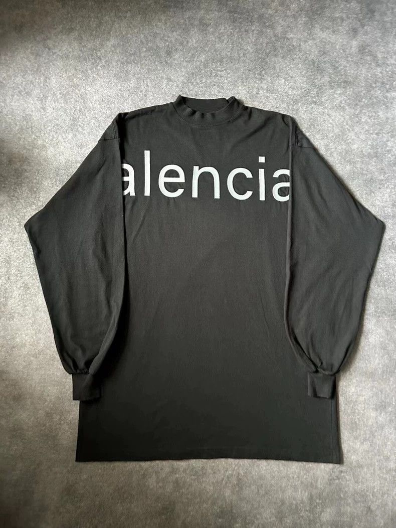 Balenciaga Balenciaga Letter long sleeve T URL round neck loose black Size US S / EU 44-46 / 1 - 1 Thumbnail